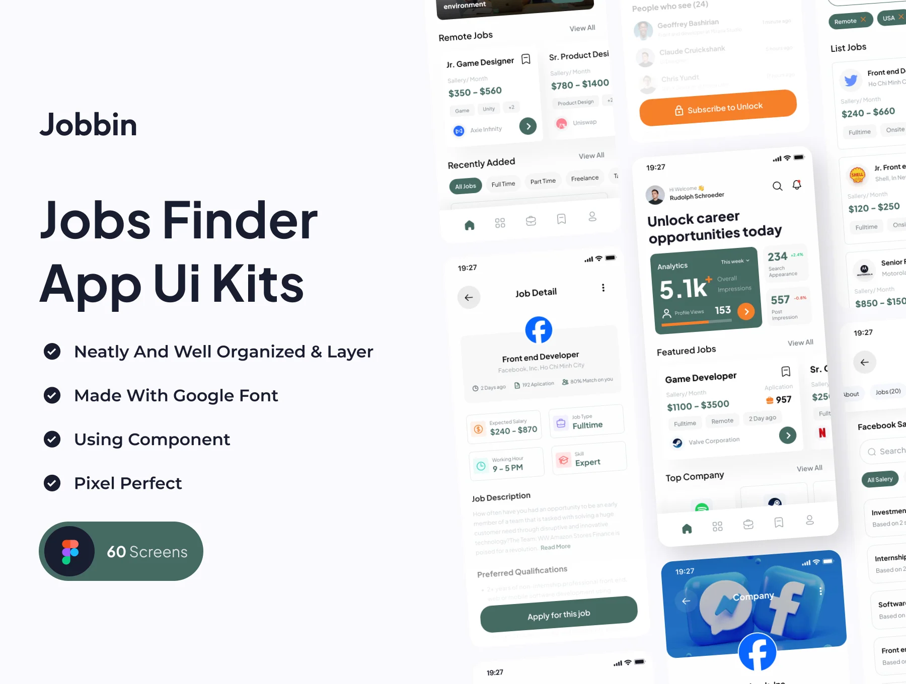 Jobbin - Jobs Finder App UI Kits