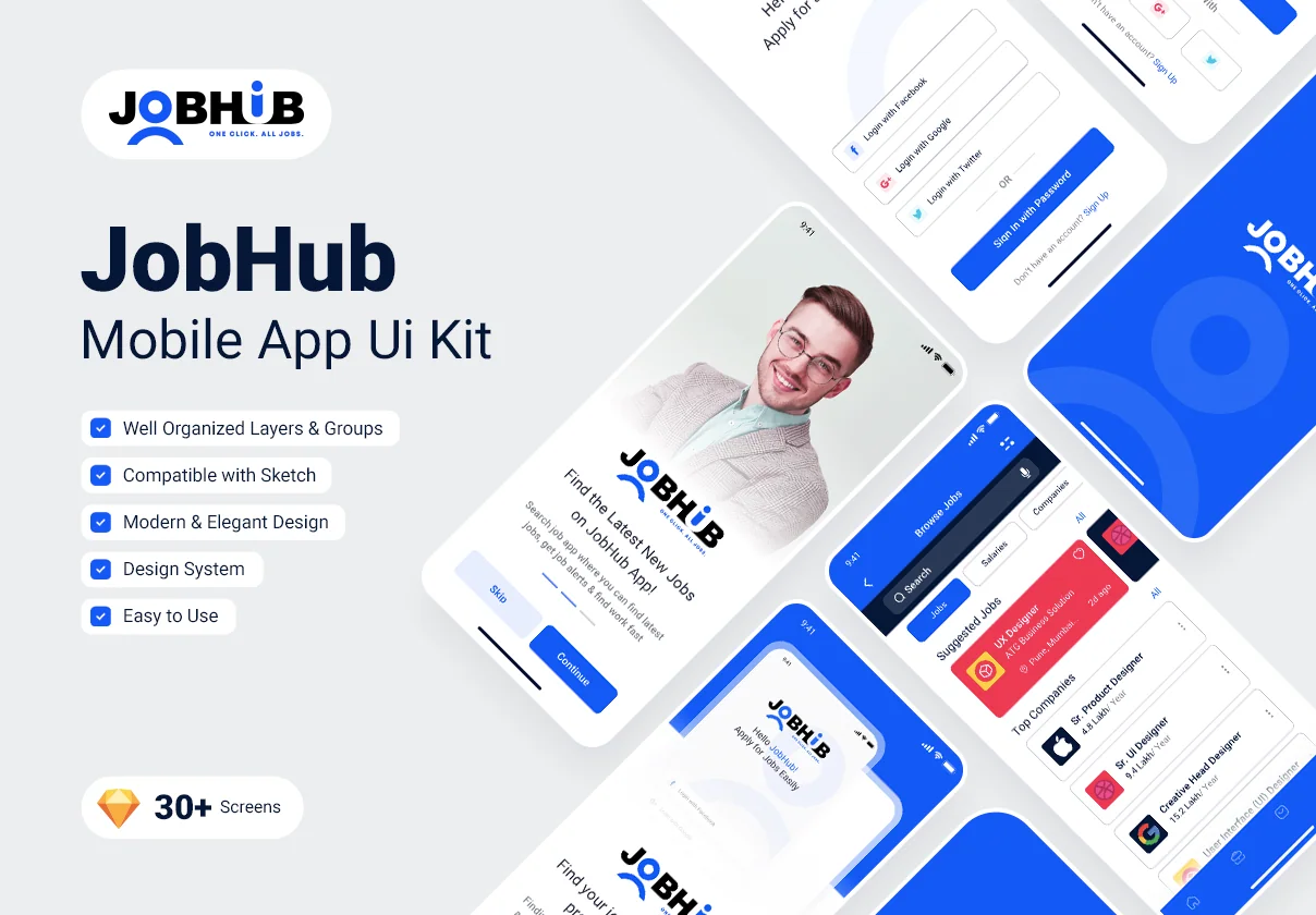 JobHub - Mobile App Ui Kit Template