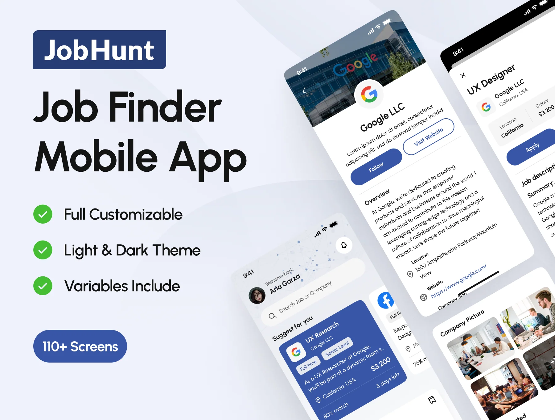 JobHunt - Job Finder Mobile App UI Kit