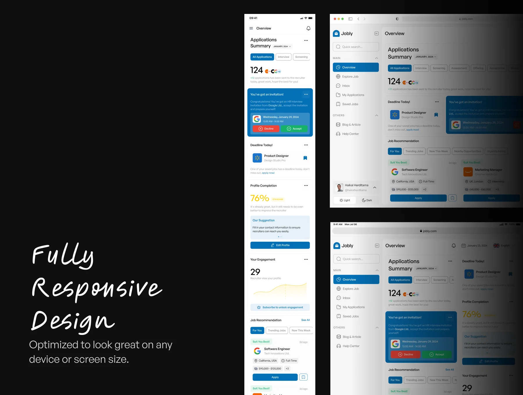 Jobly - Job Finder Dashboard UI Kit 4