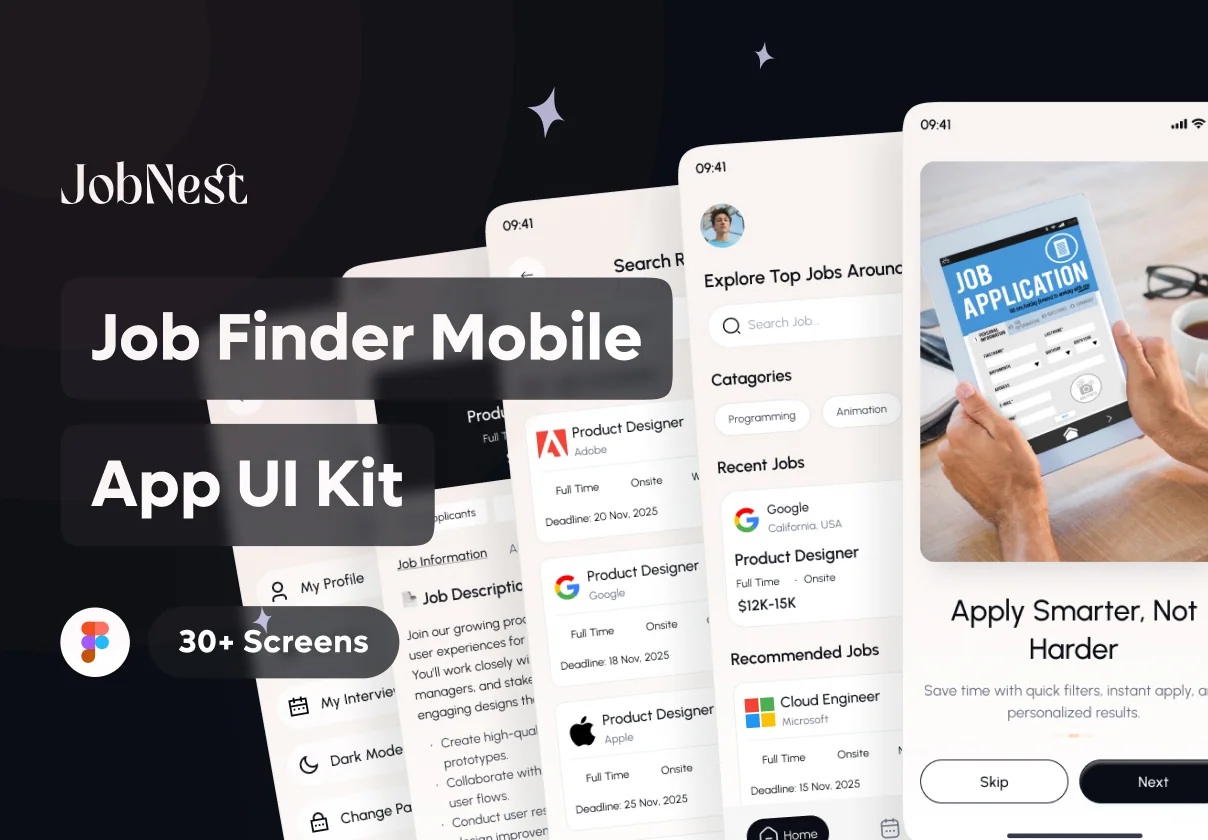 JobNest - Job Finder App UI Kit