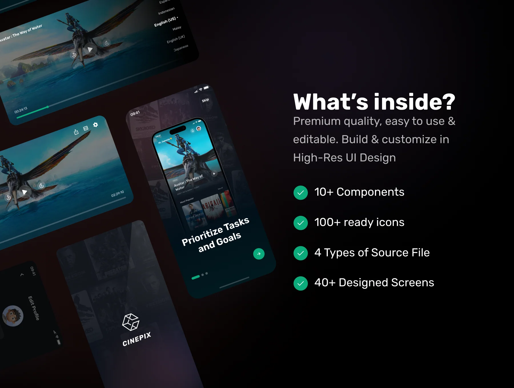 Cinepix -  Movie Streaming Mobile App UI Kit 2