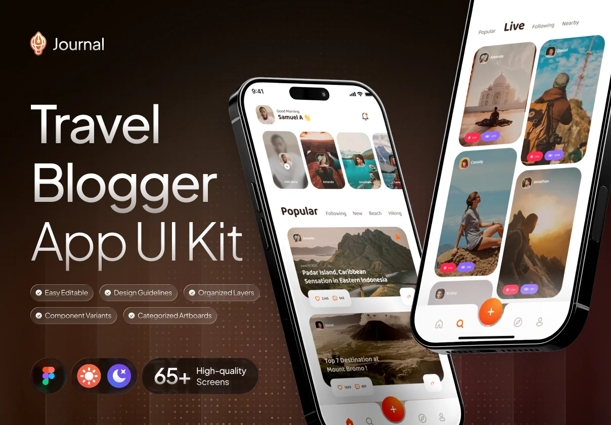 Journal - Travel Blogger & News App UI Kit