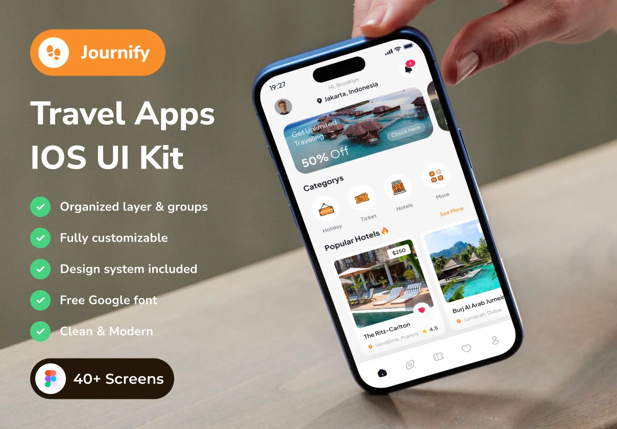 Journify - Travel App IOS UI Kits