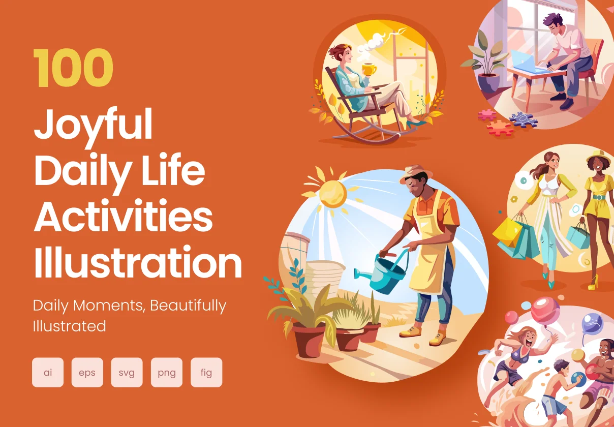Joyful Life Illustration Set