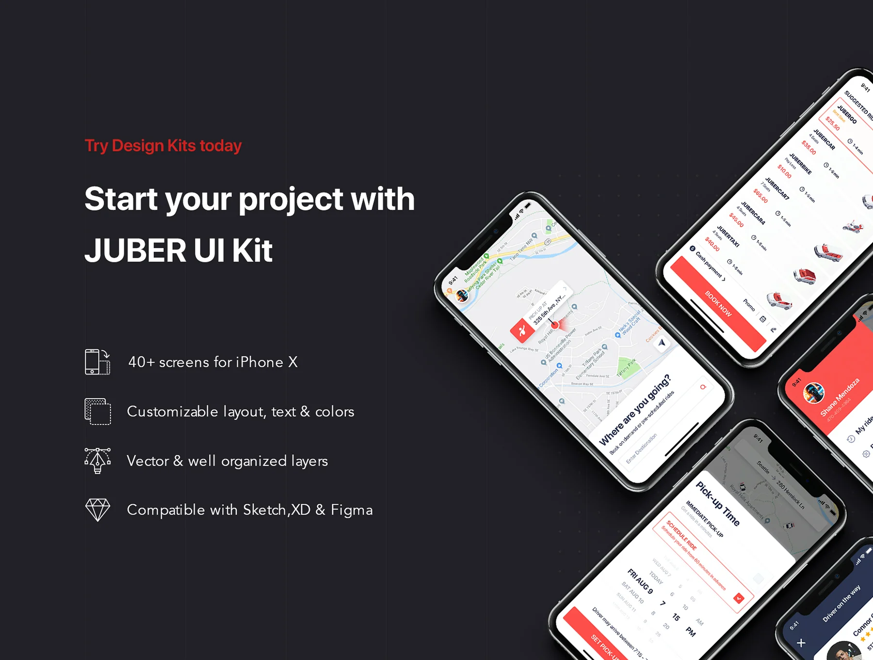 JUBER - Car Booking mobile UI Kit 2