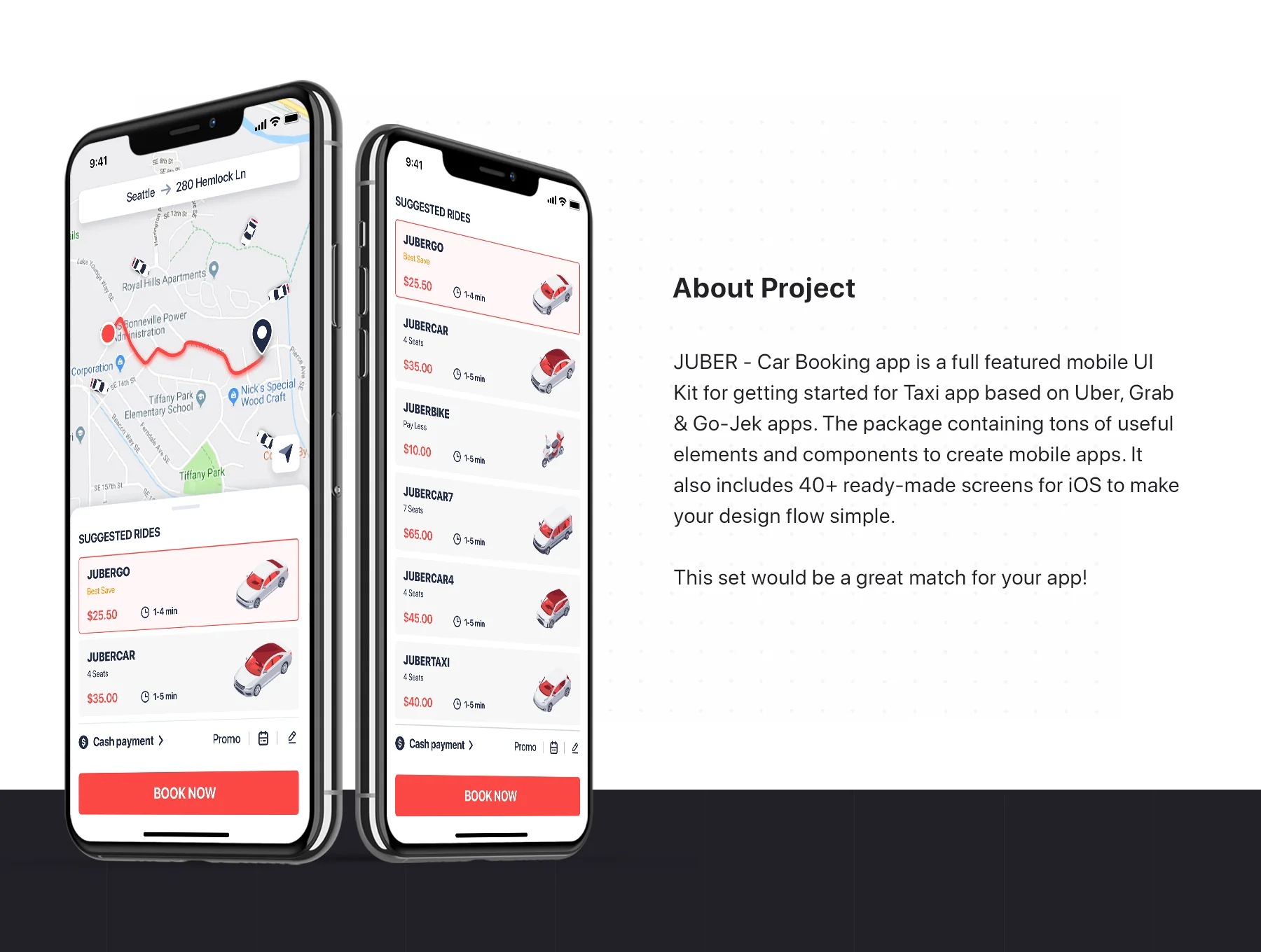 JUBER - Car Booking mobile UI Kit 3