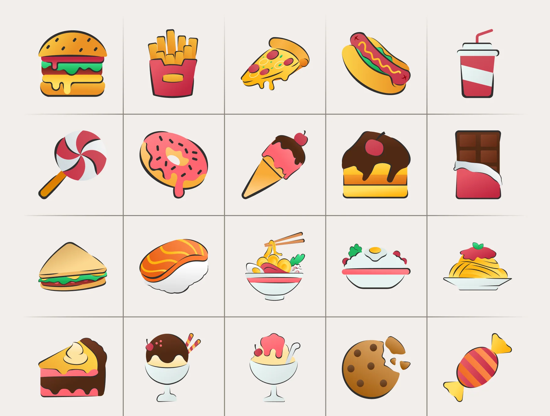 Junk Food Icon Set 5