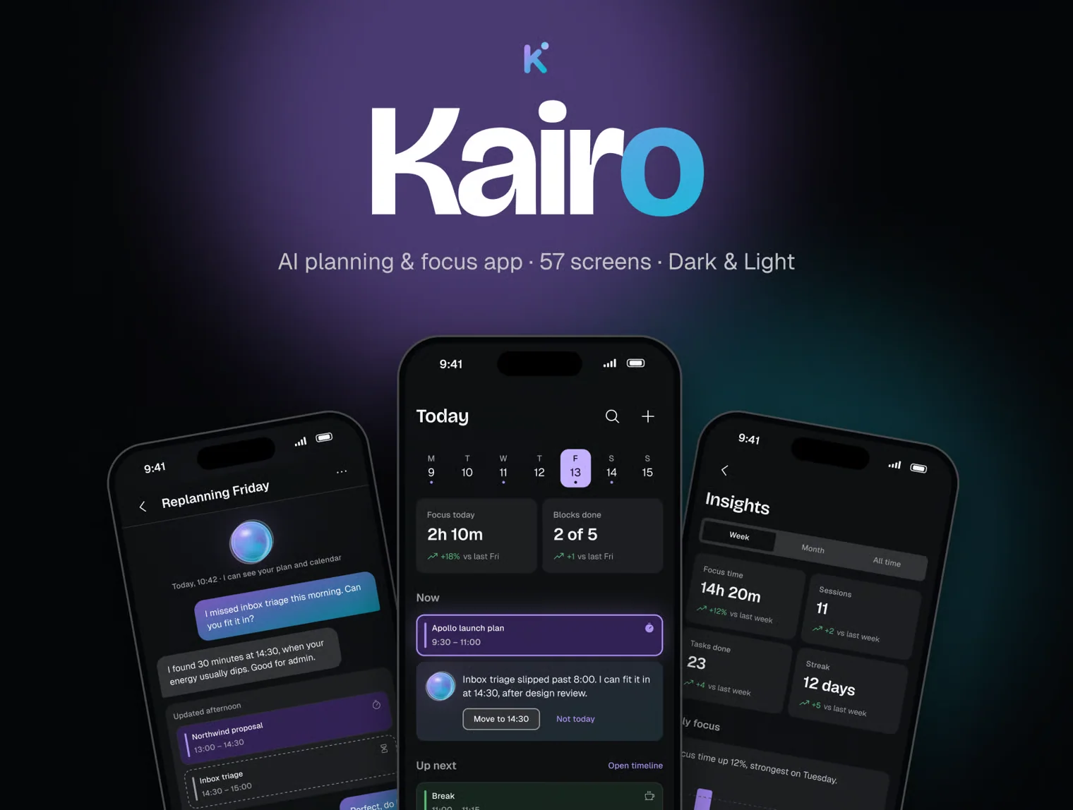 Kairo – AI Focus & Planning App UI Kit