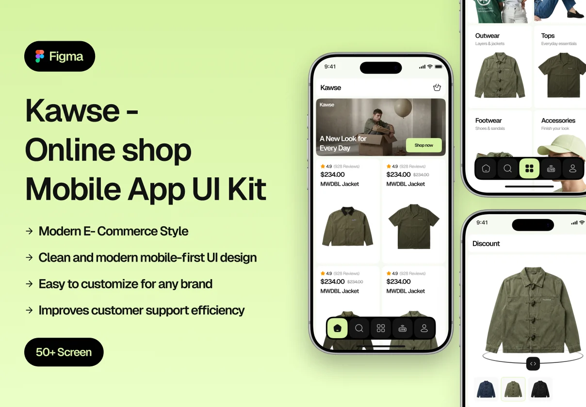 Kawse - Online shop Mobile UI Kit