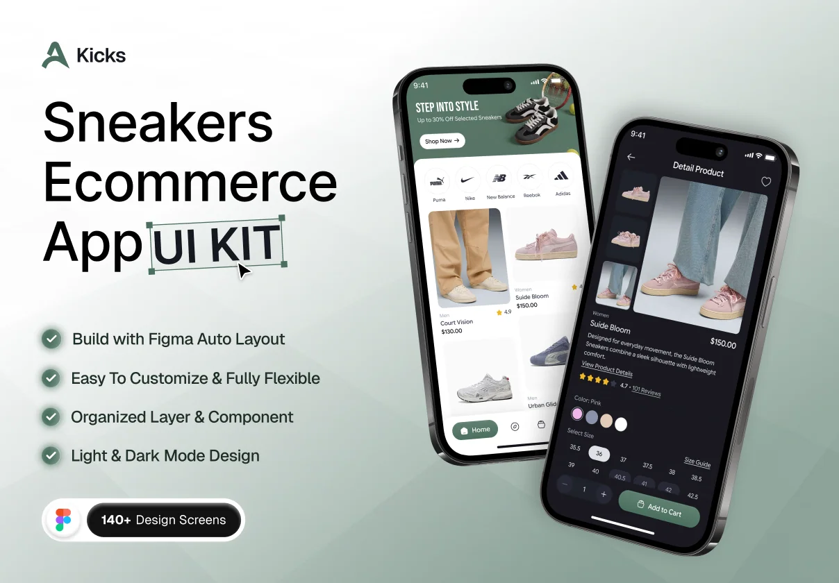 Kicks - Sneakers Ecommerce App UI Kit
