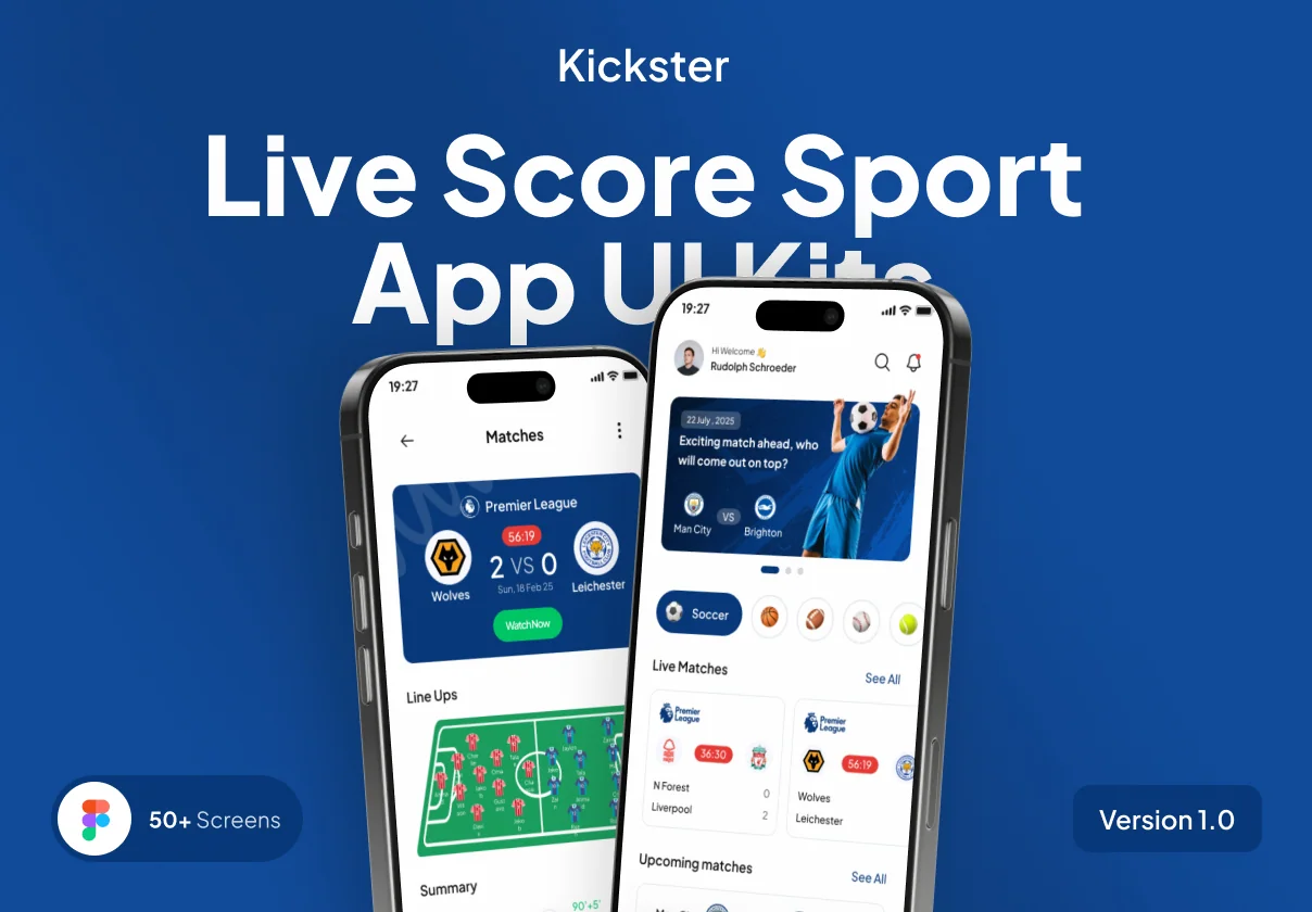 Kickster - Live Score and News Sport App UI Kits
