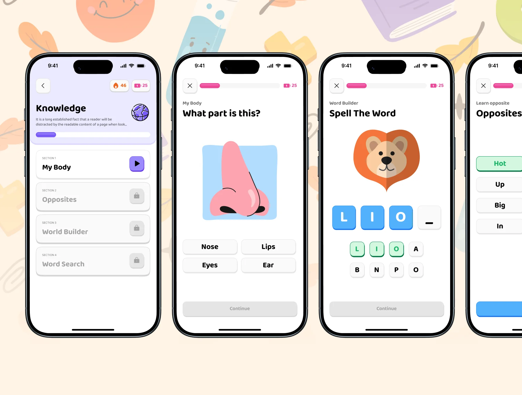 Kids Learning Games Mobile App UI Kit 2