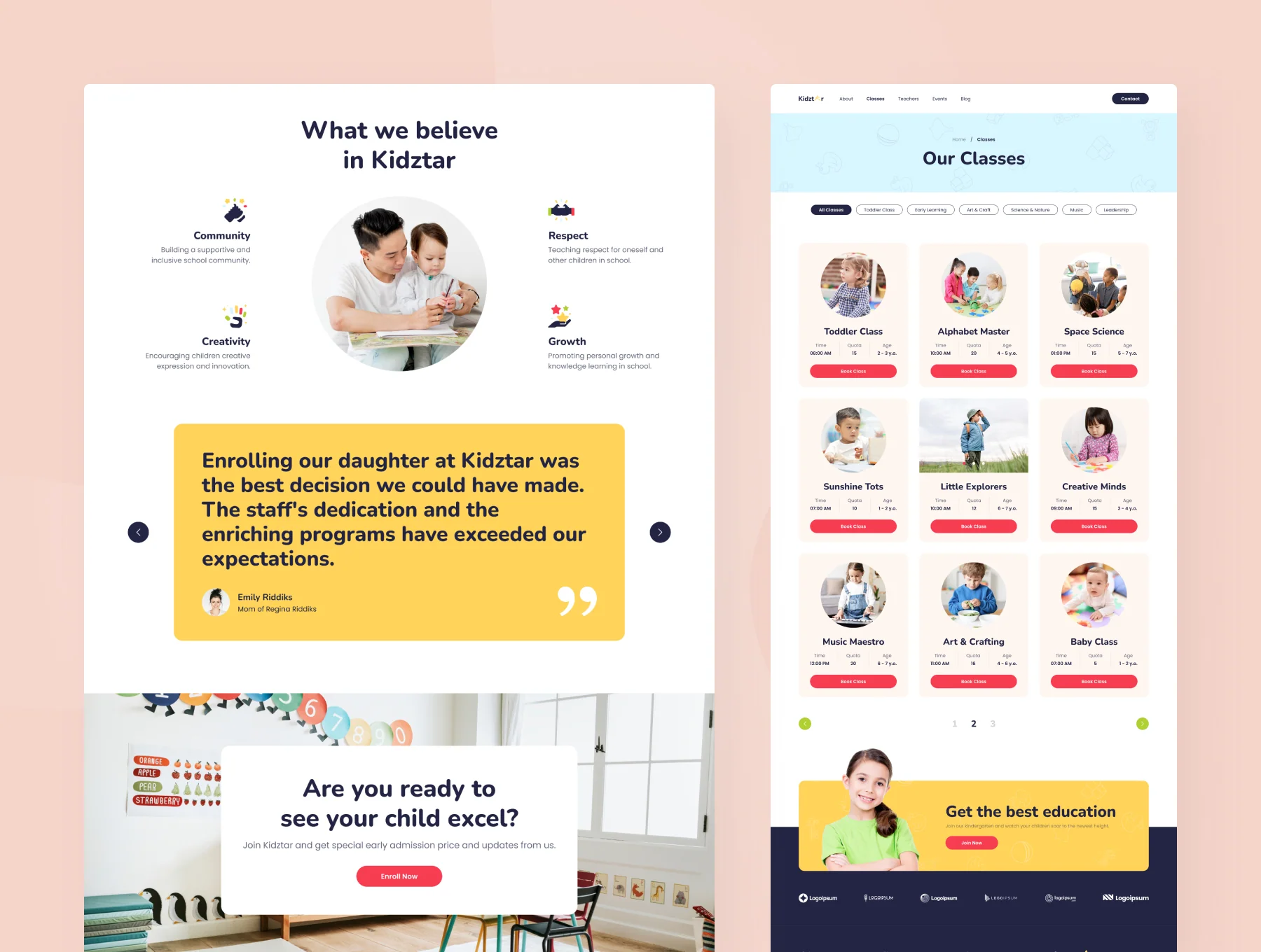 Kidztar - Kindergarten Profile Website Figma Template 2