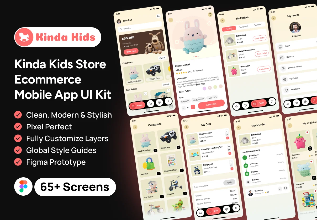 Kinda Kids Store -  Ecommerce  Mobile App UI Kit