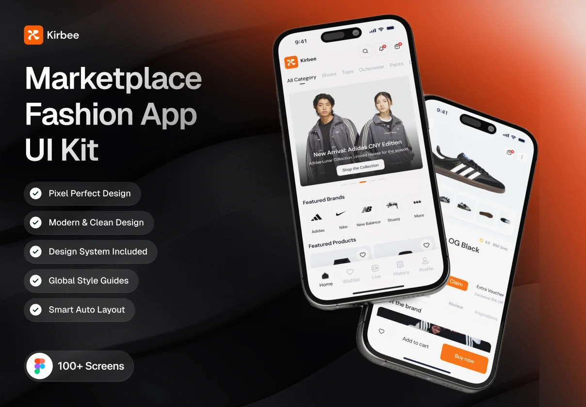 Kirbee - Marketplace Fashion App UI Kit.