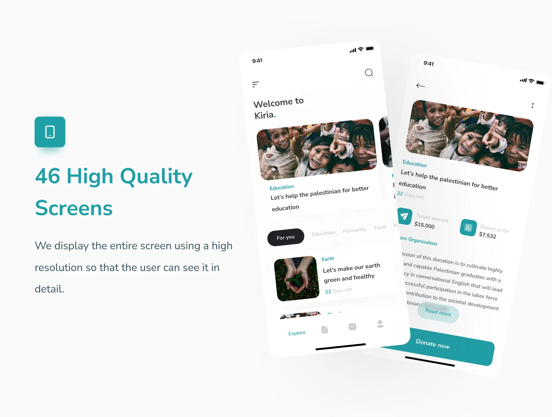 Kiria - Donation for charity App UI Kit 2