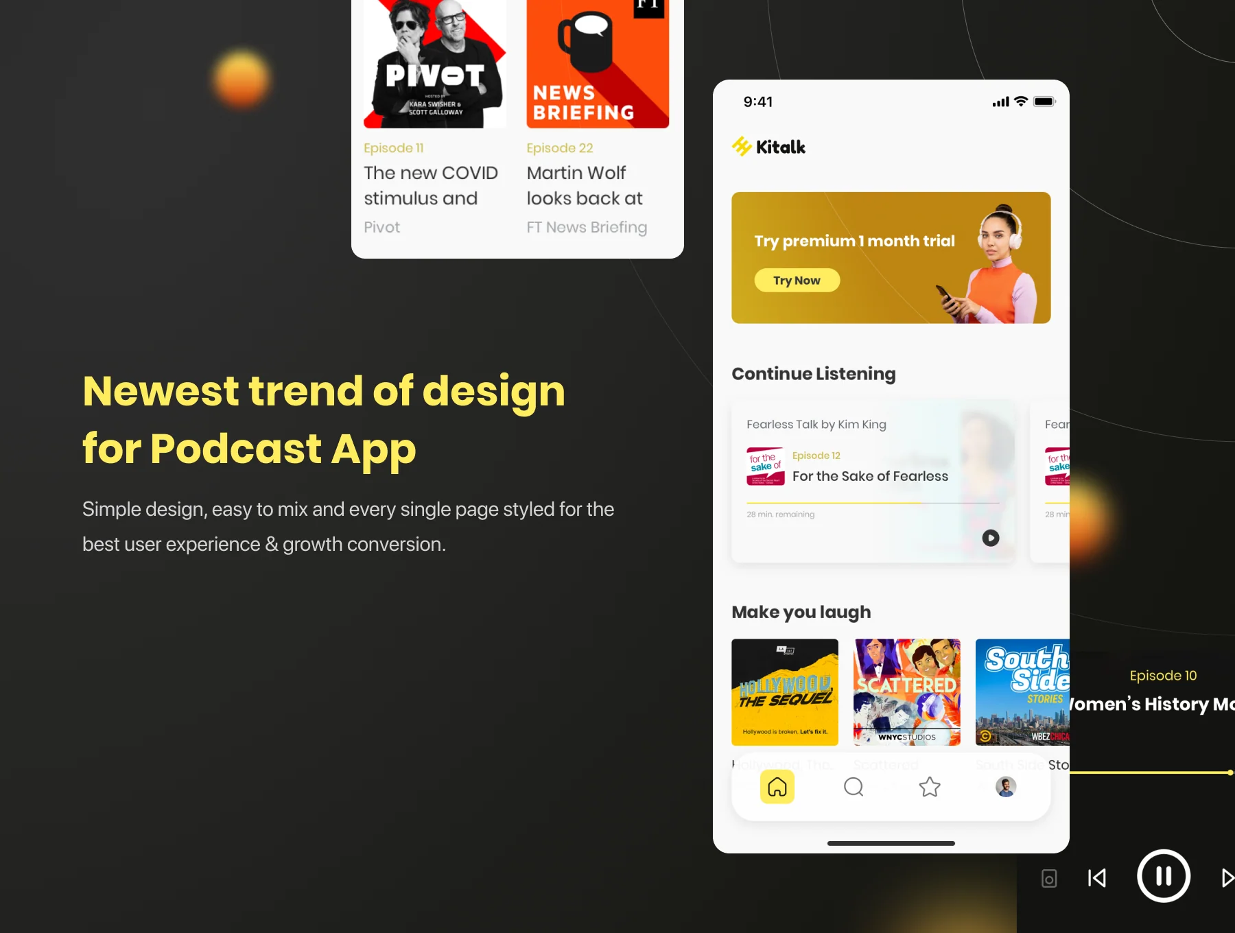 Kitalk - Podcast App UI Kit 3
