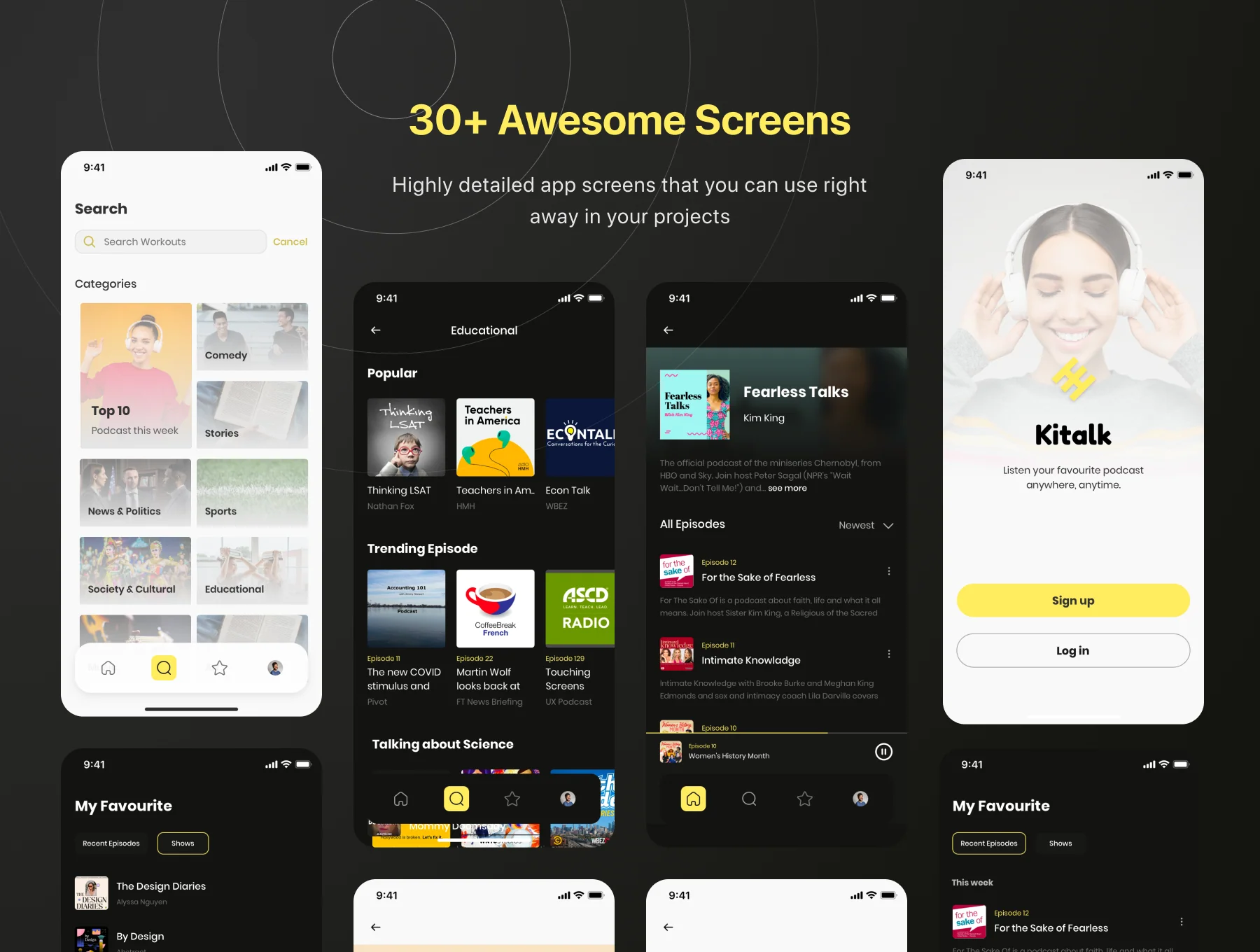 Kitalk - Podcast App UI Kit 4