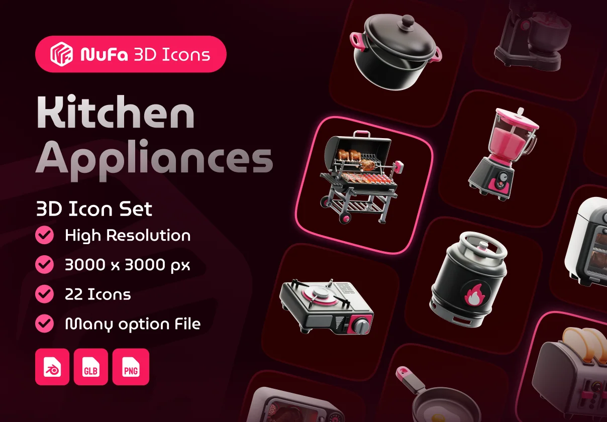 Kitchen Appliances 3D Icon Set