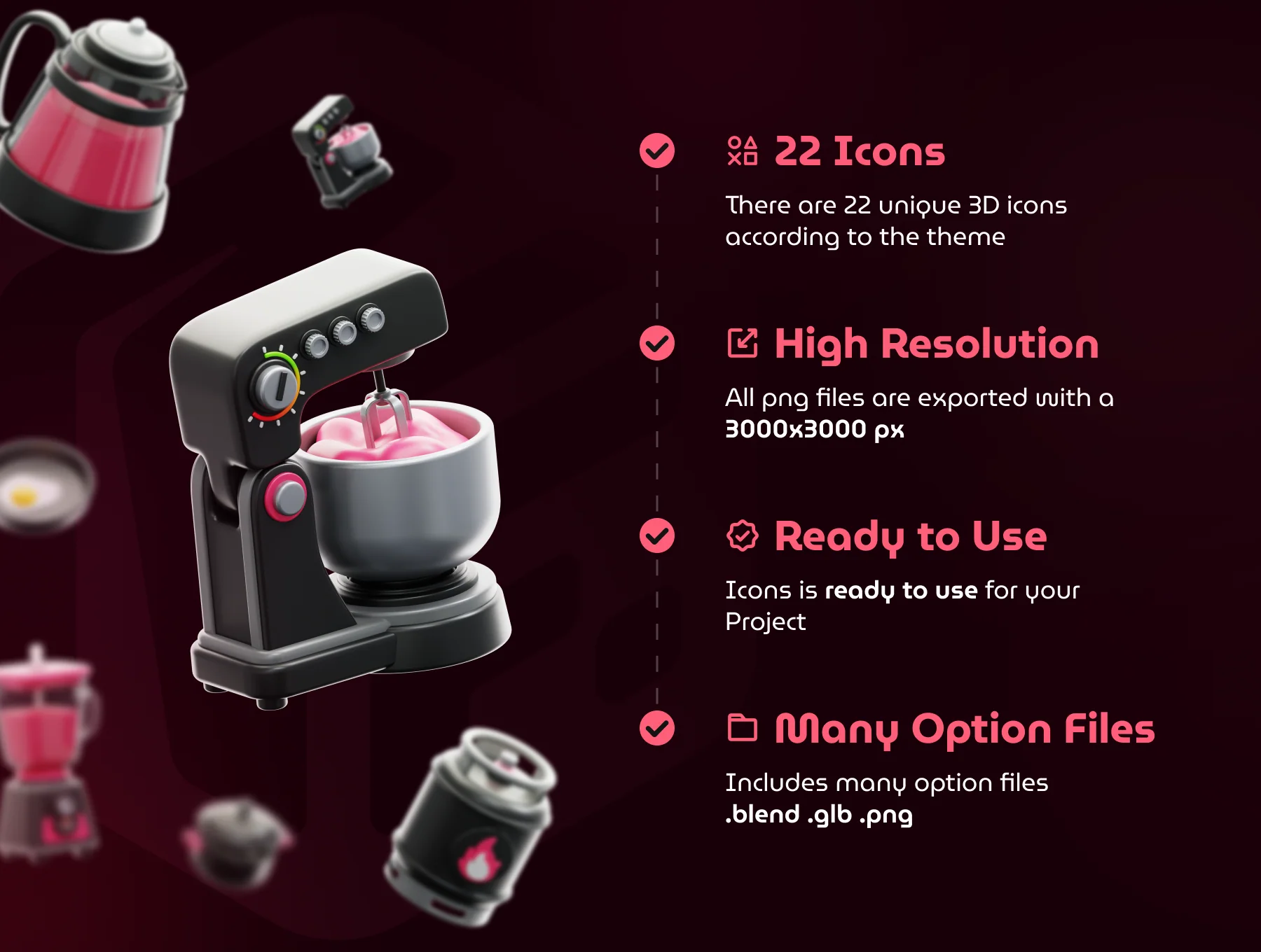 Kitchen Appliances 3D Icon Set 3