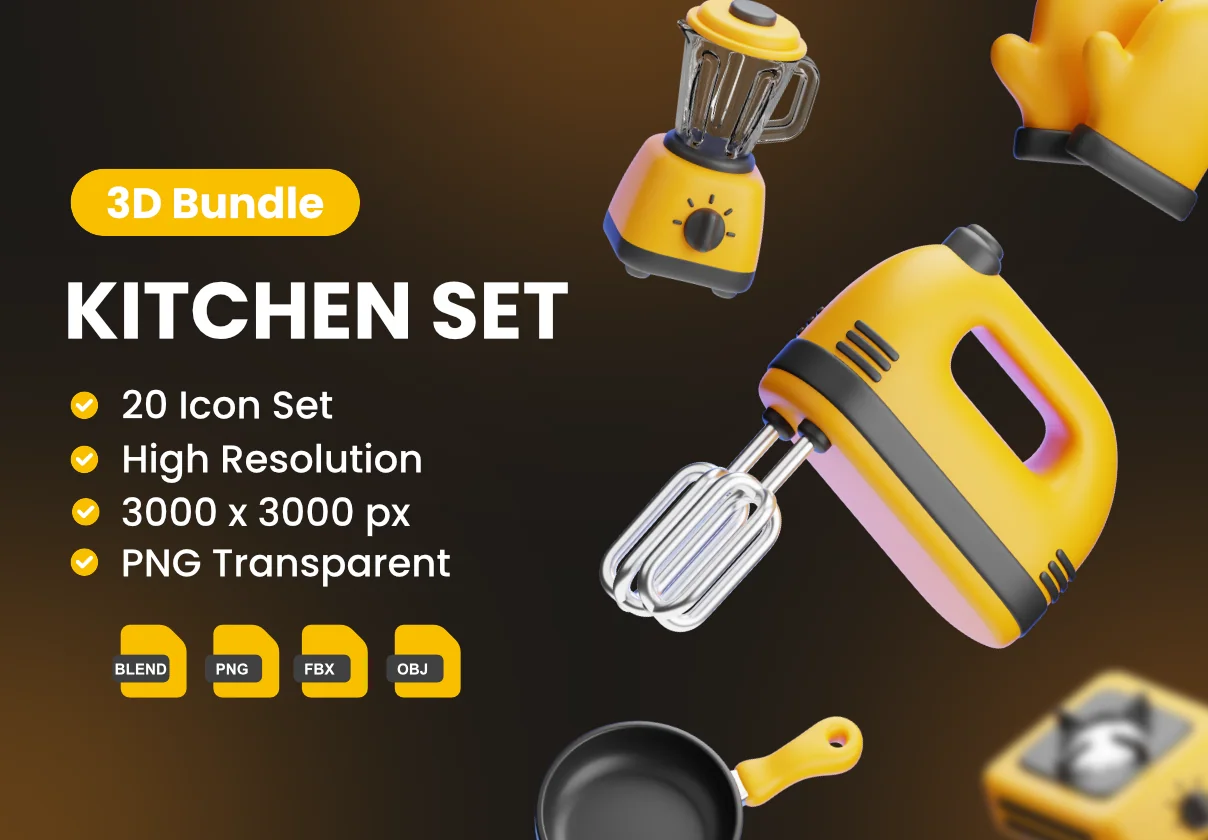 Kitchen Set 3D Icons Packs