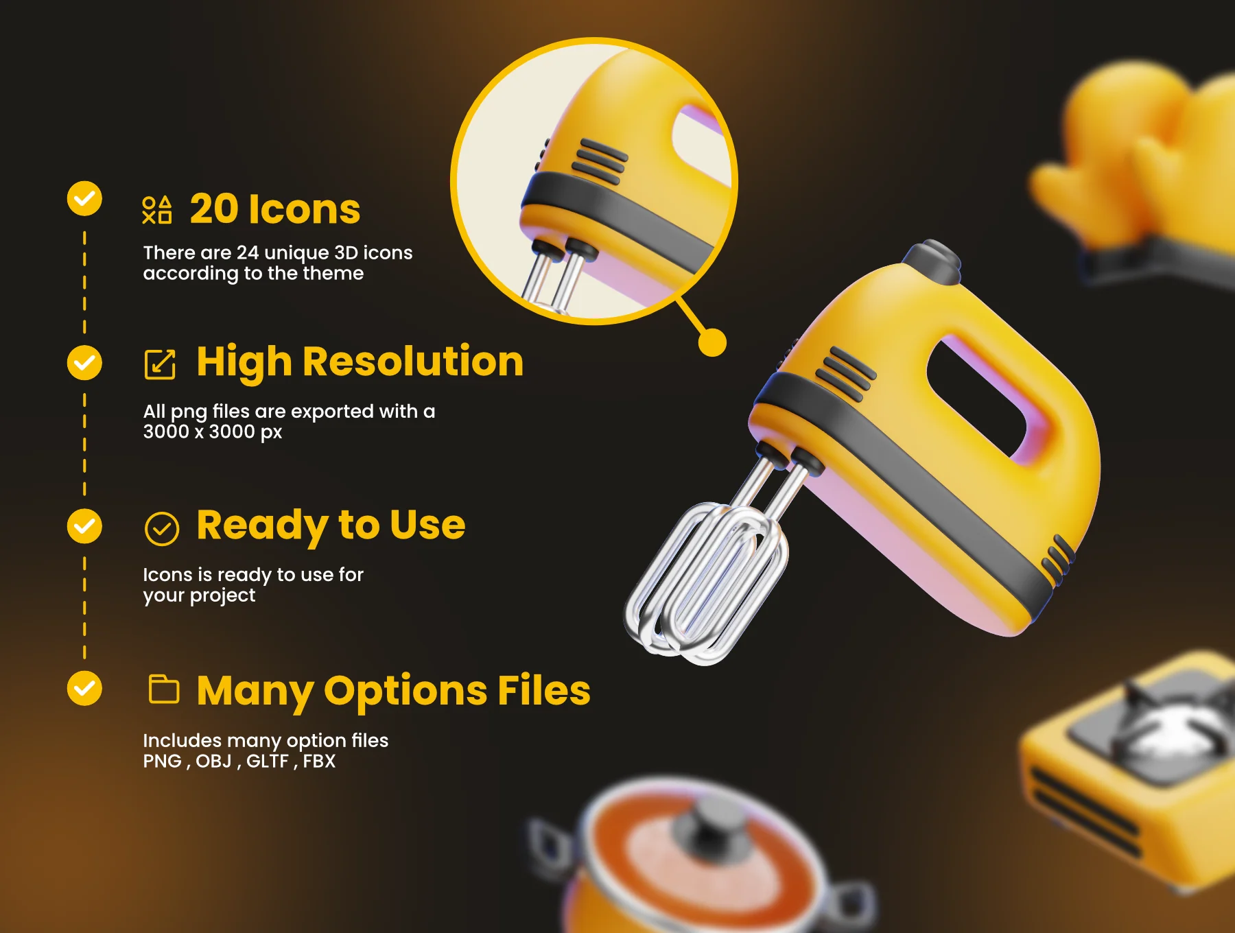 Kitchen Set 3D Icons Packs 4