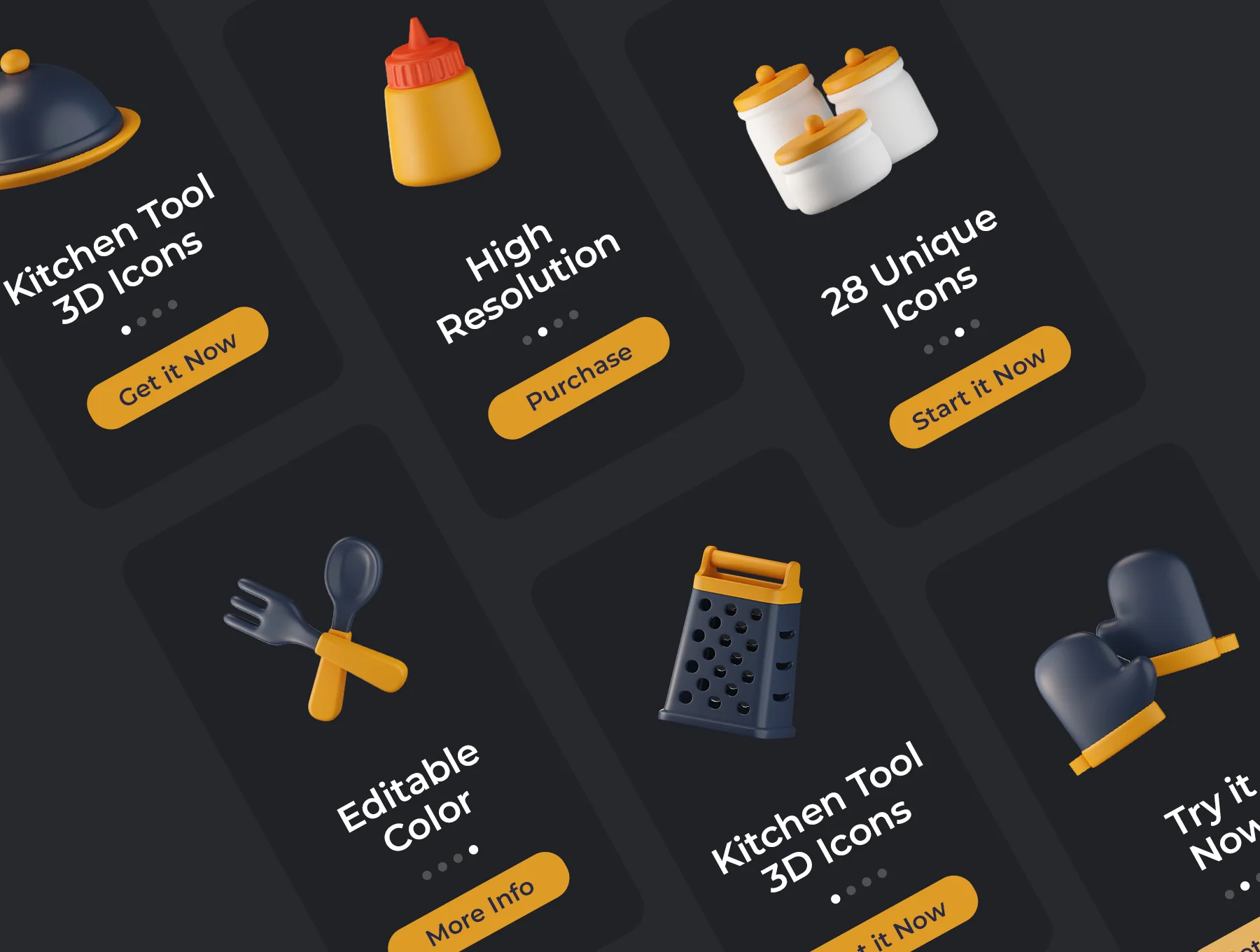 Kitchen Tools 3D Icons 5