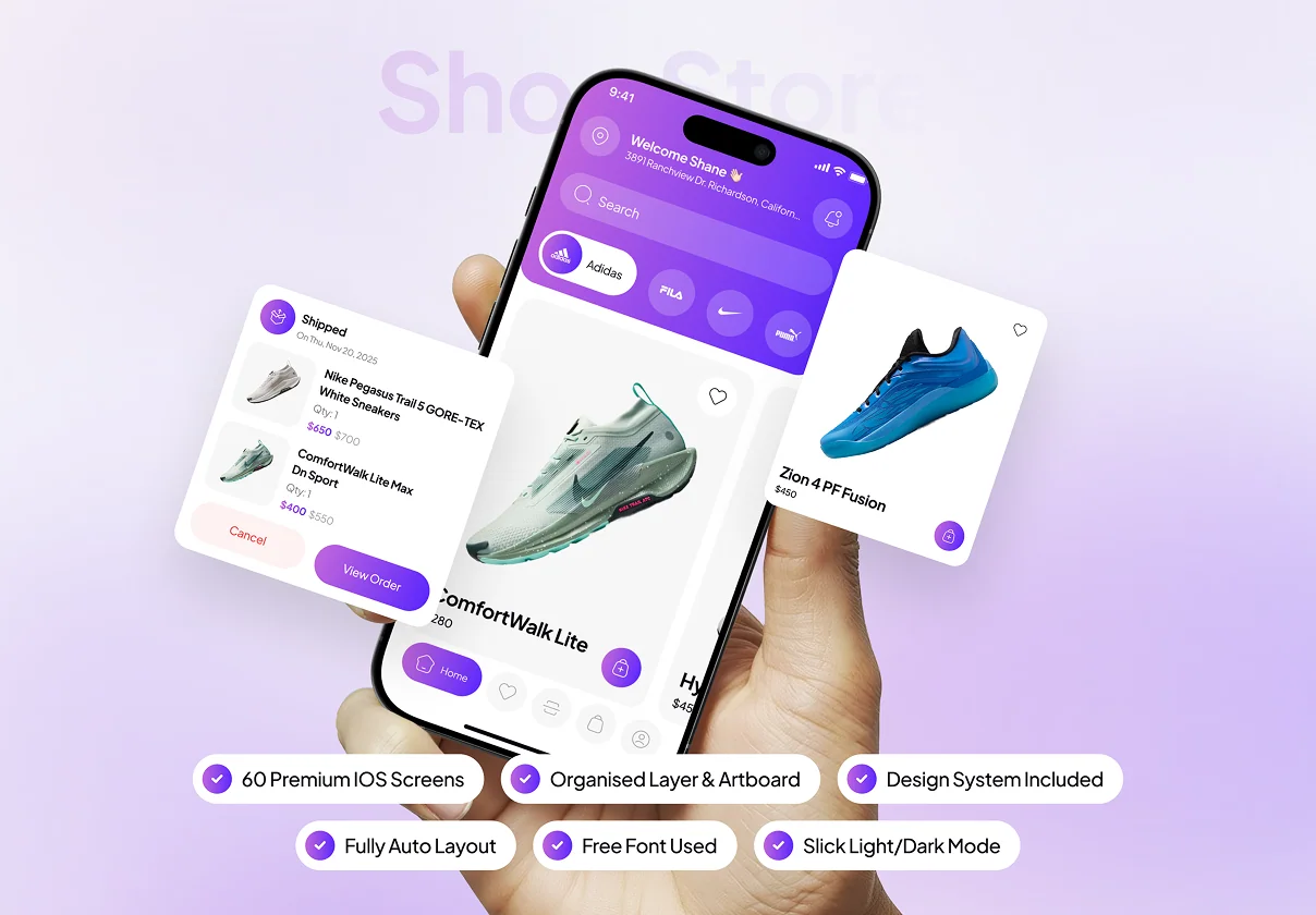 Kixo - Shoe Store Ecommerce App UI Kit