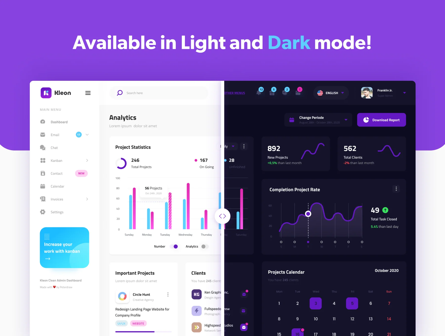 Kleon - Clean Admin Panel Dashboard UI Template 5