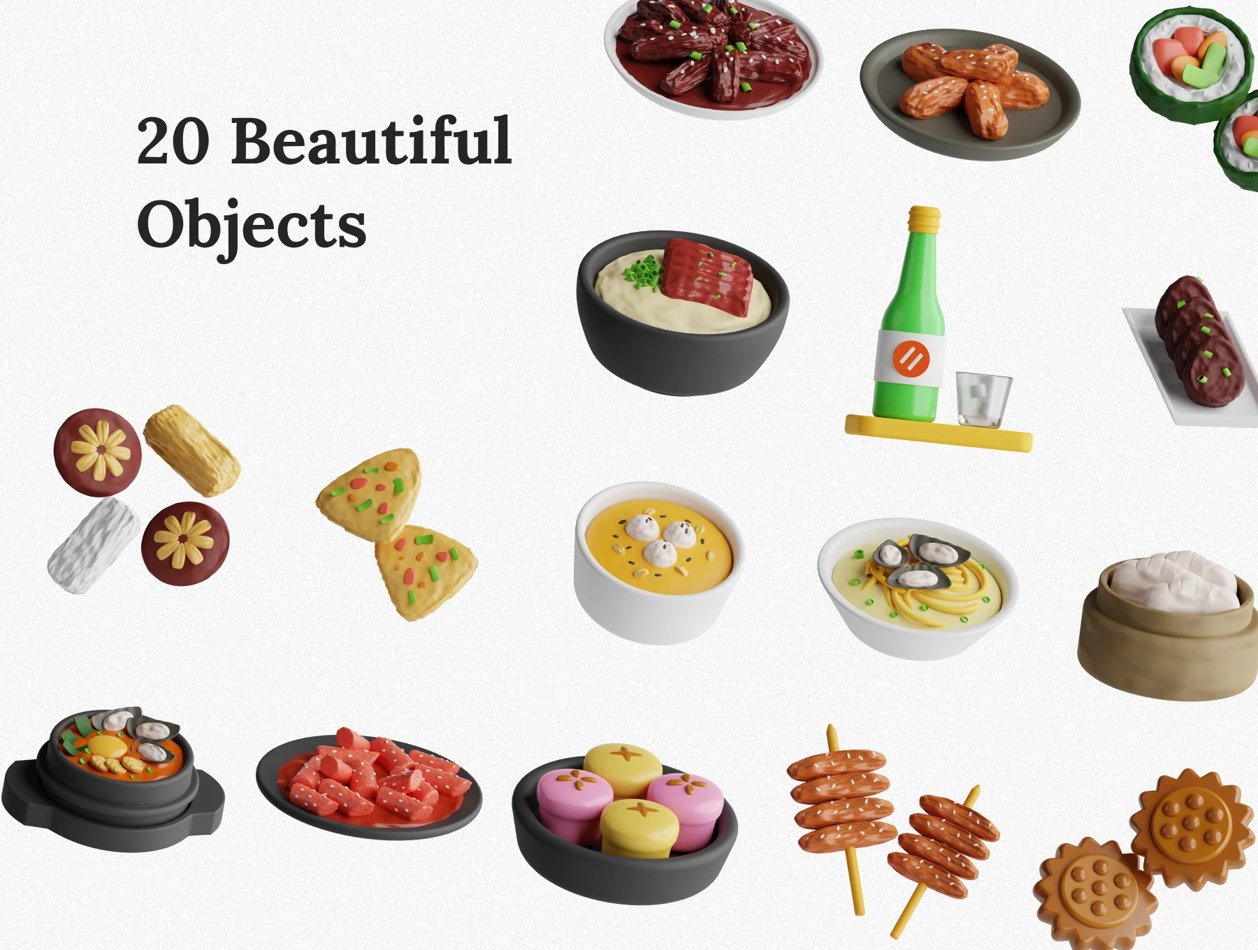Korean Food 3D Icon Set 6
