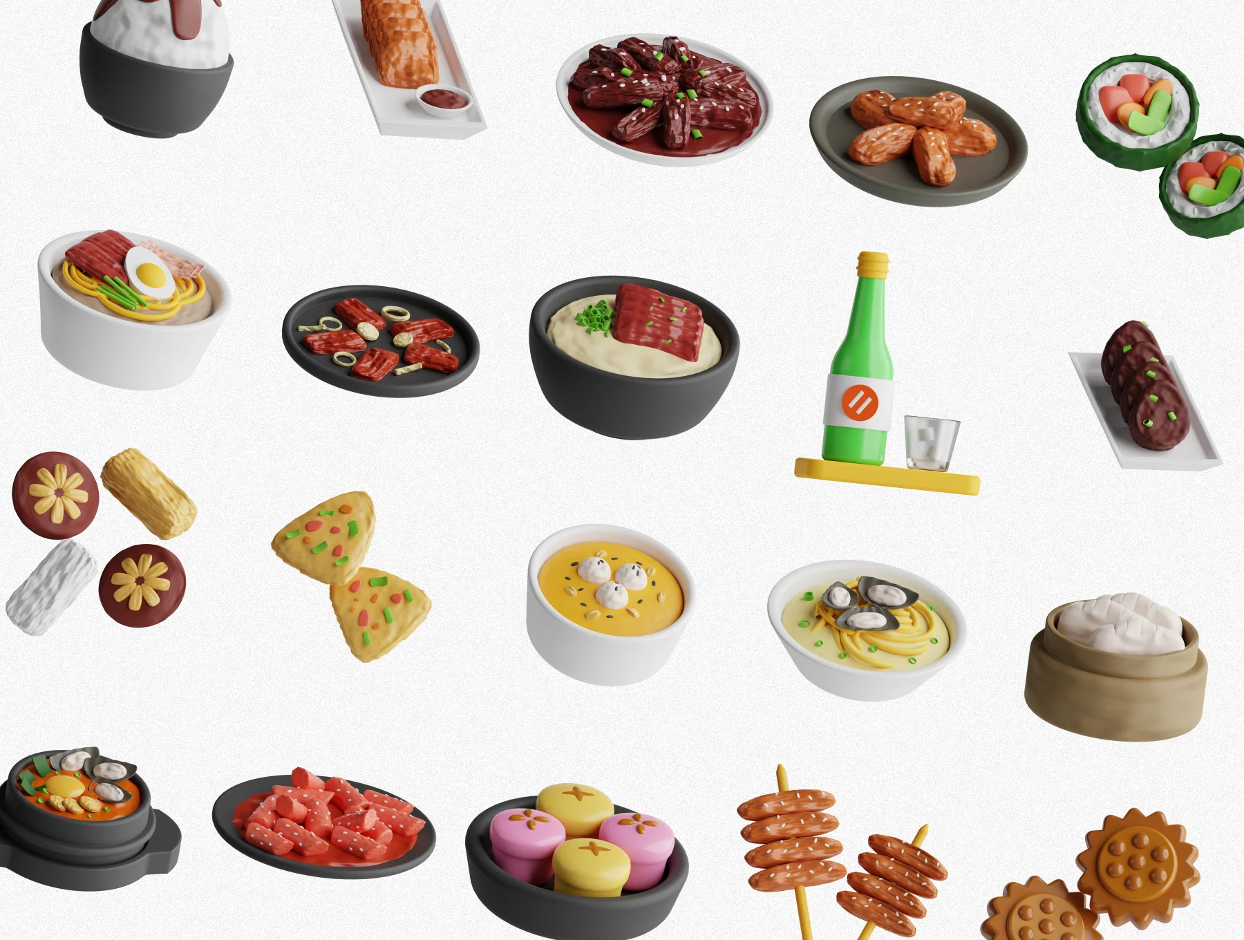 Korean Food 3D Icon Set 7