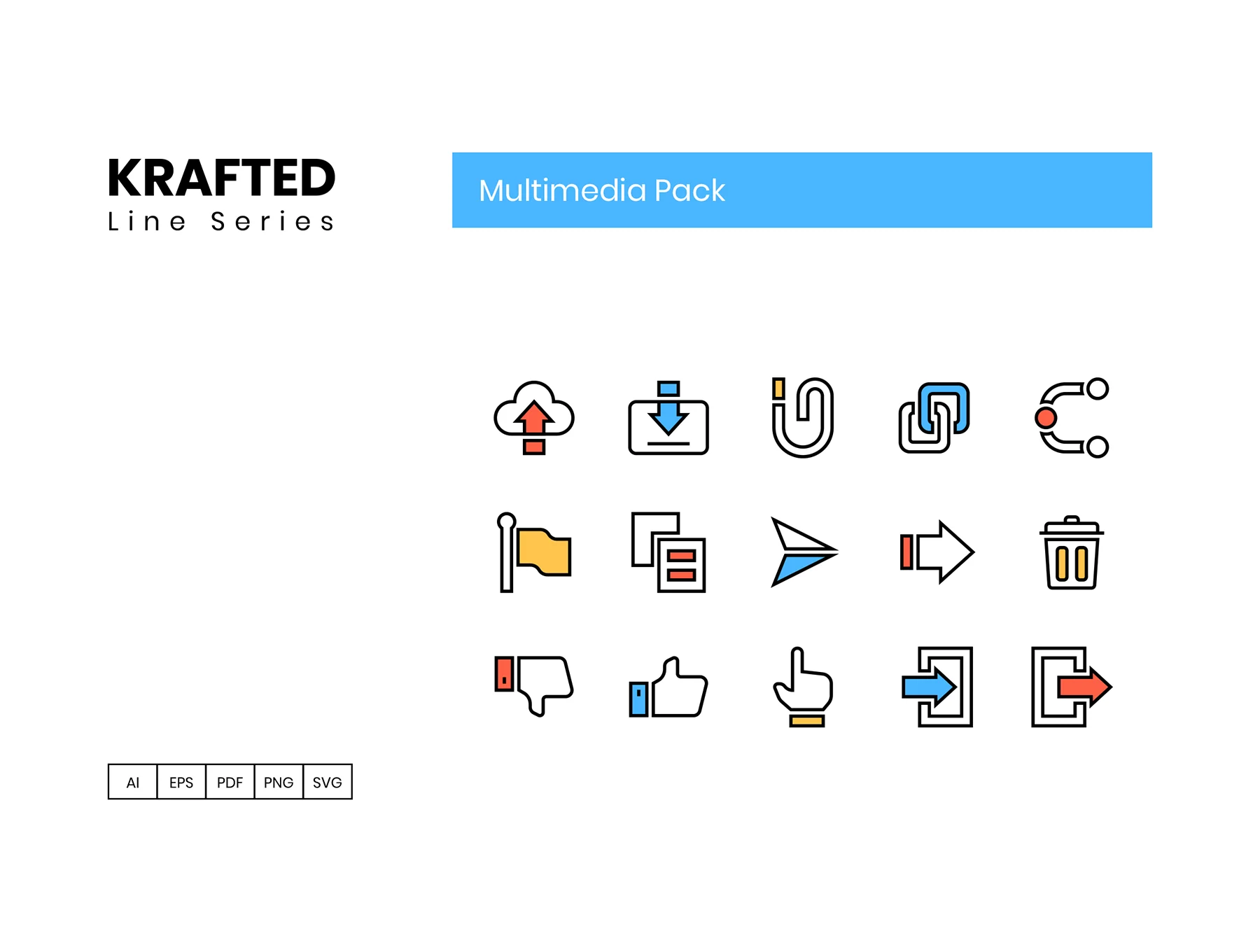 65 Multimedia Icons | Krafted Series 3
