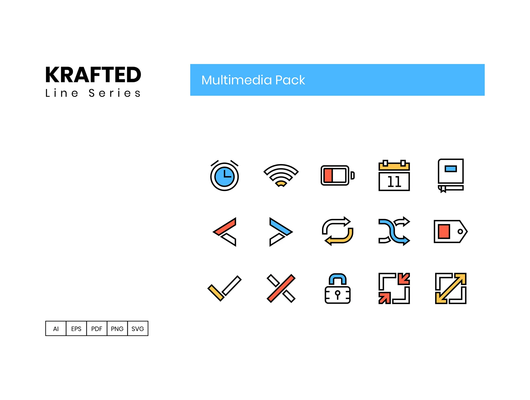65 Multimedia Icons | Krafted Series 4