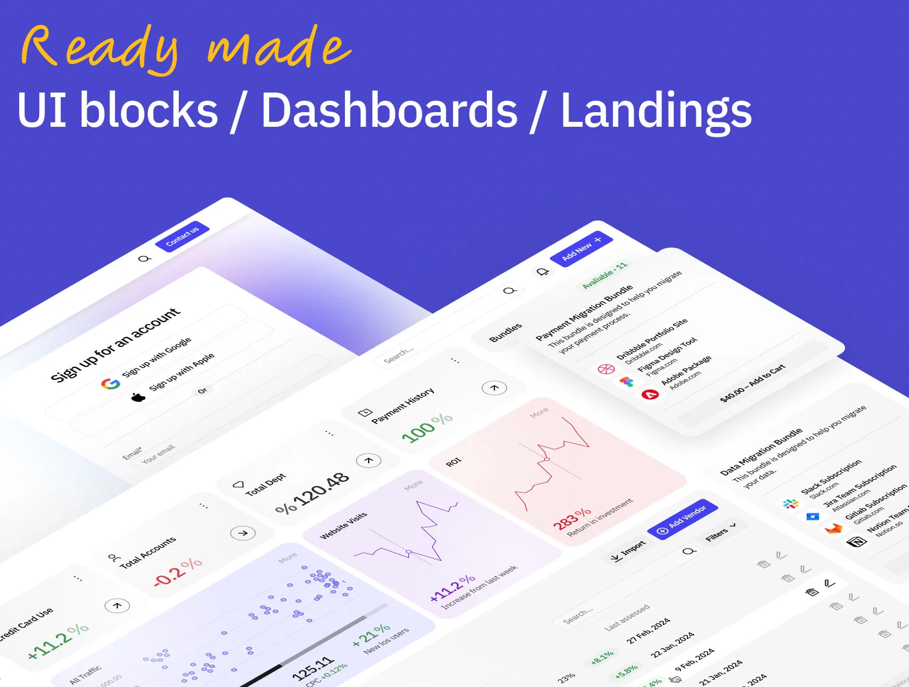 Krapka UI System [v2.0] – Figma UI components library + ready-made UI blocks. Variables included. 4