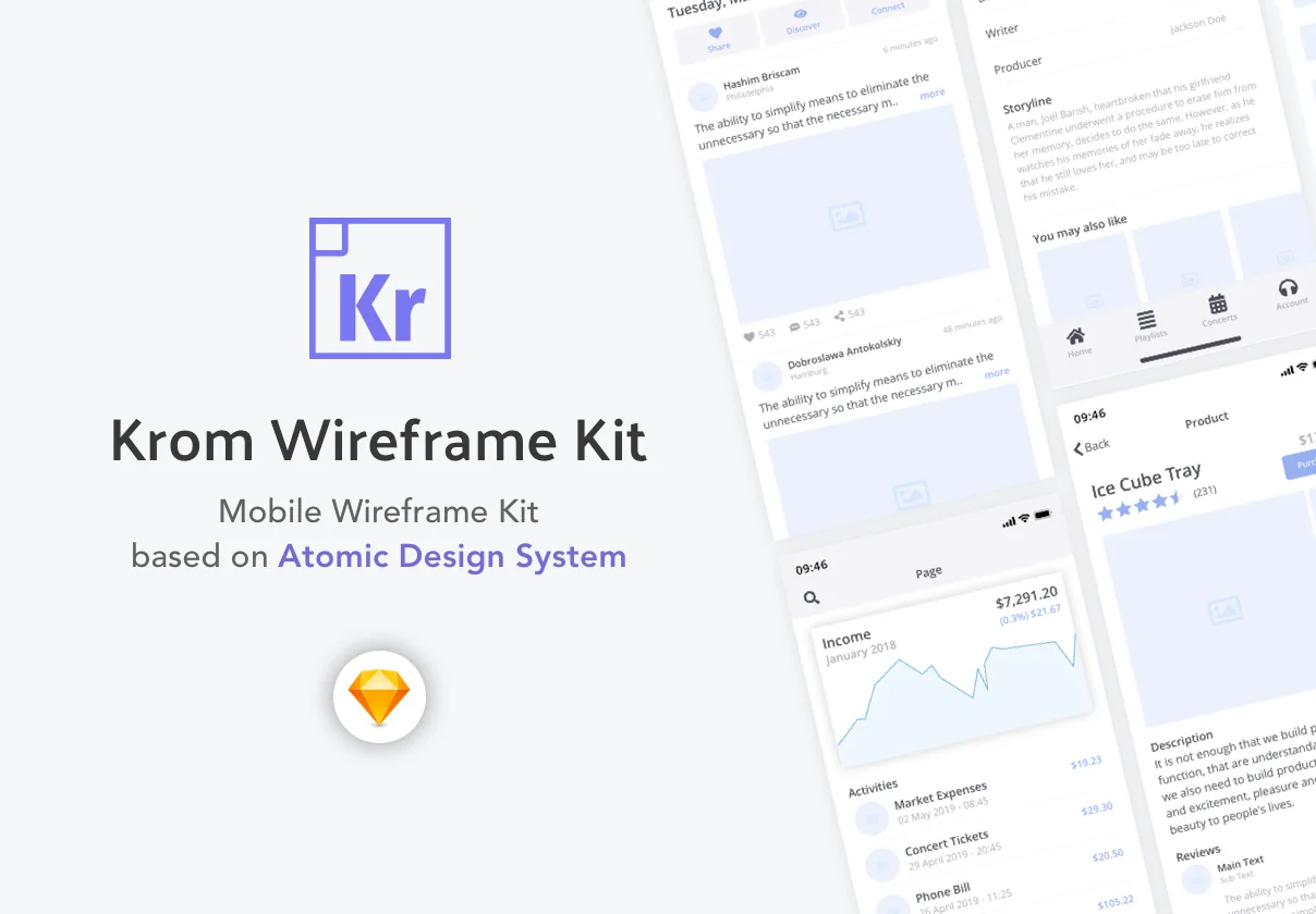 Krom Mobile Wireframe Kit