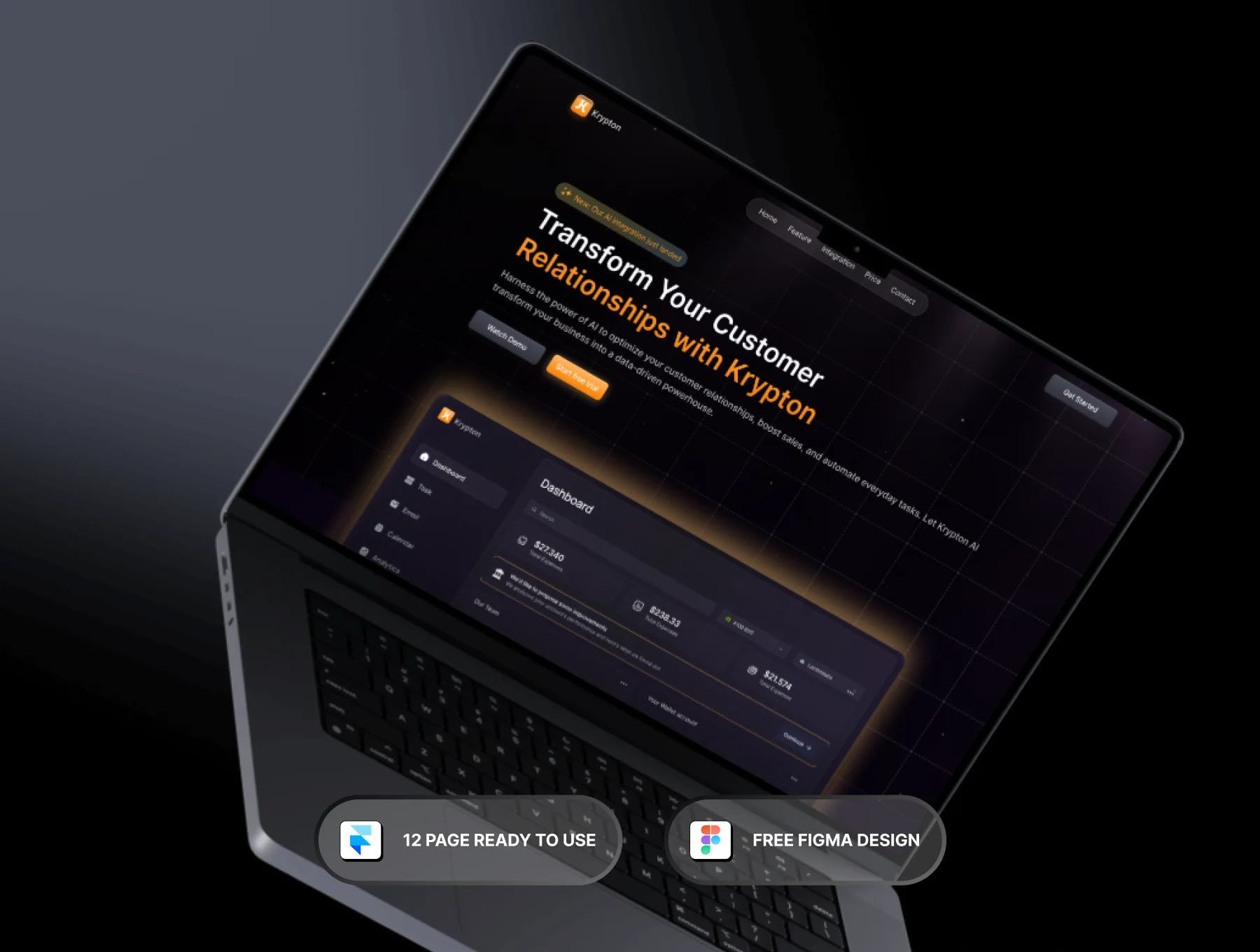 Krypton - Landing Page SaaS CRM Framer Template