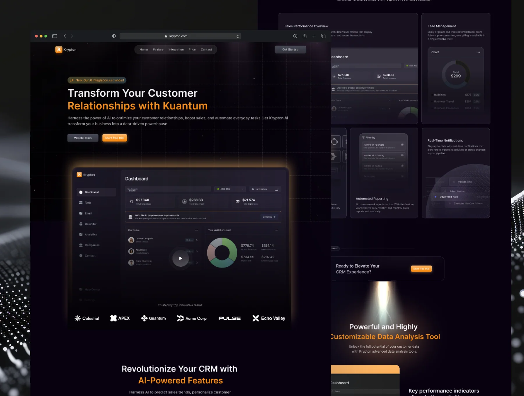 Krypton - Landing Page SaaS CRM Framer Template 2