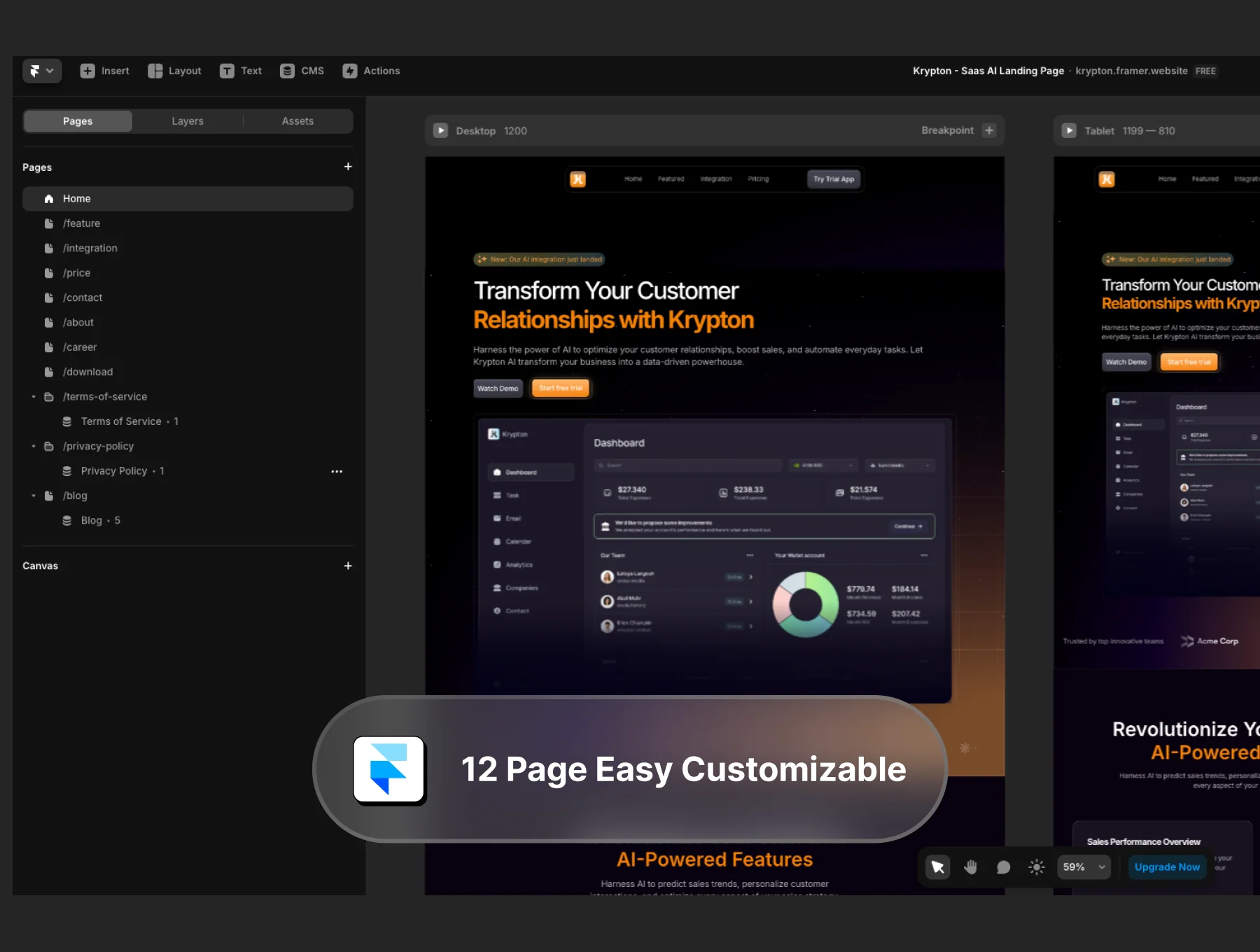 Krypton - Landing Page SaaS CRM Framer Template 5