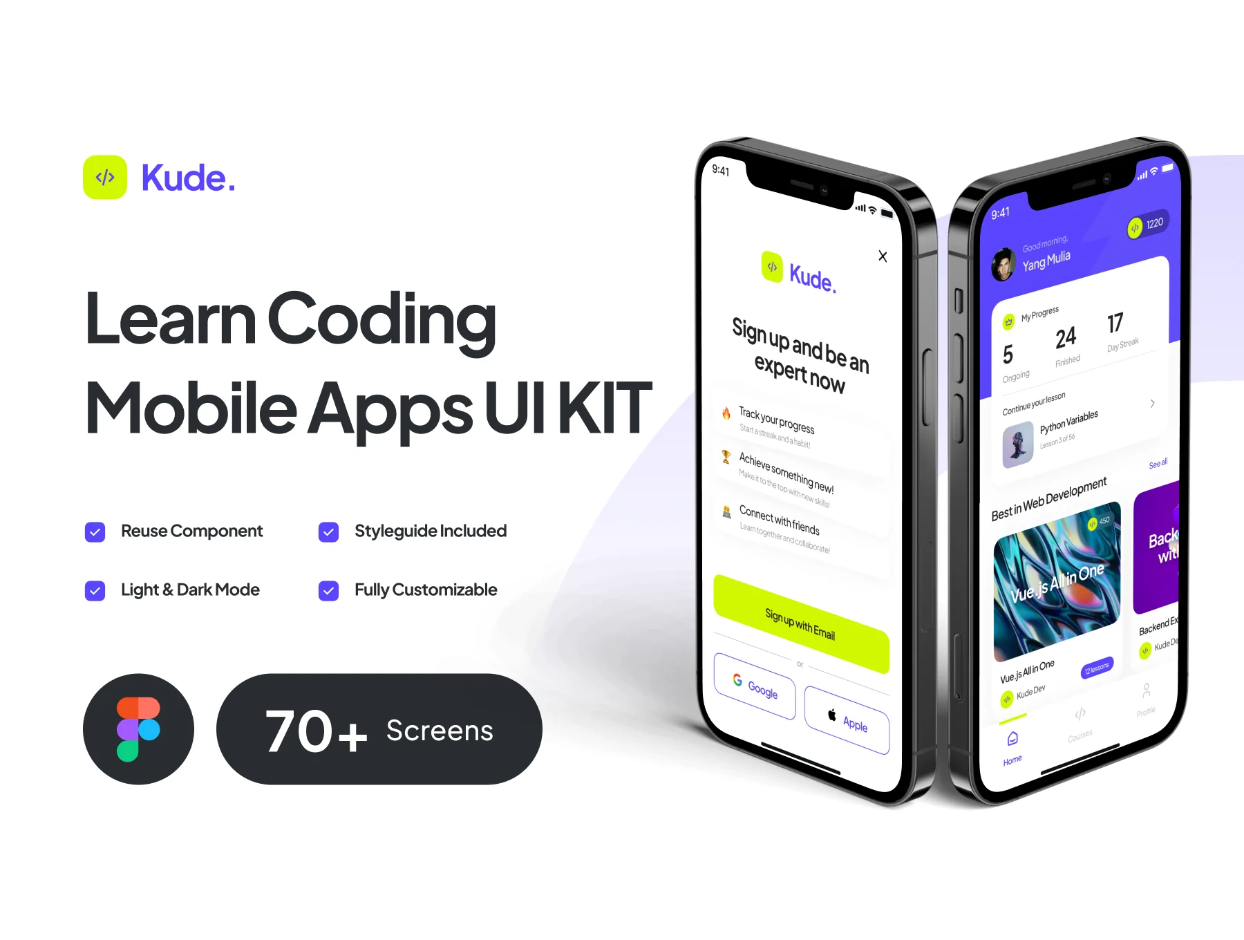 Kude - Learn Coding Mobile Apps UI Kit
