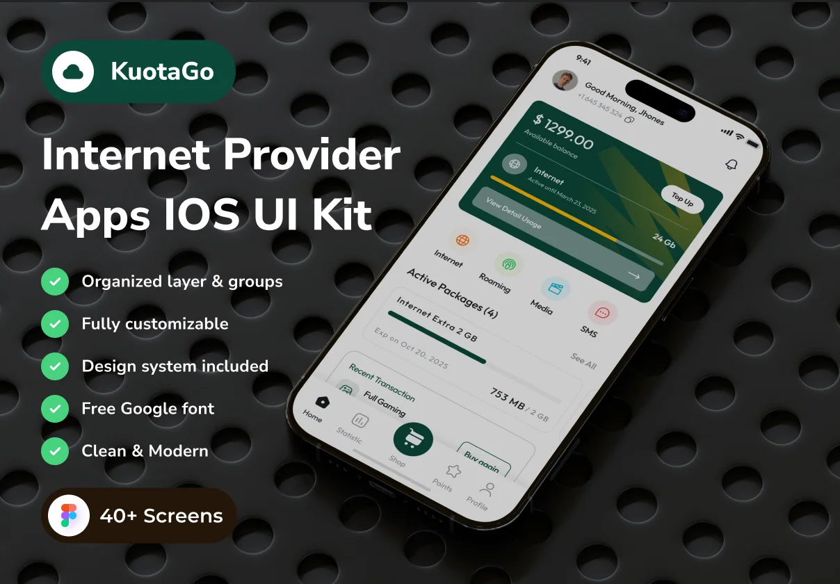 KuotaGo - Internet Provider App IOS UI Kits