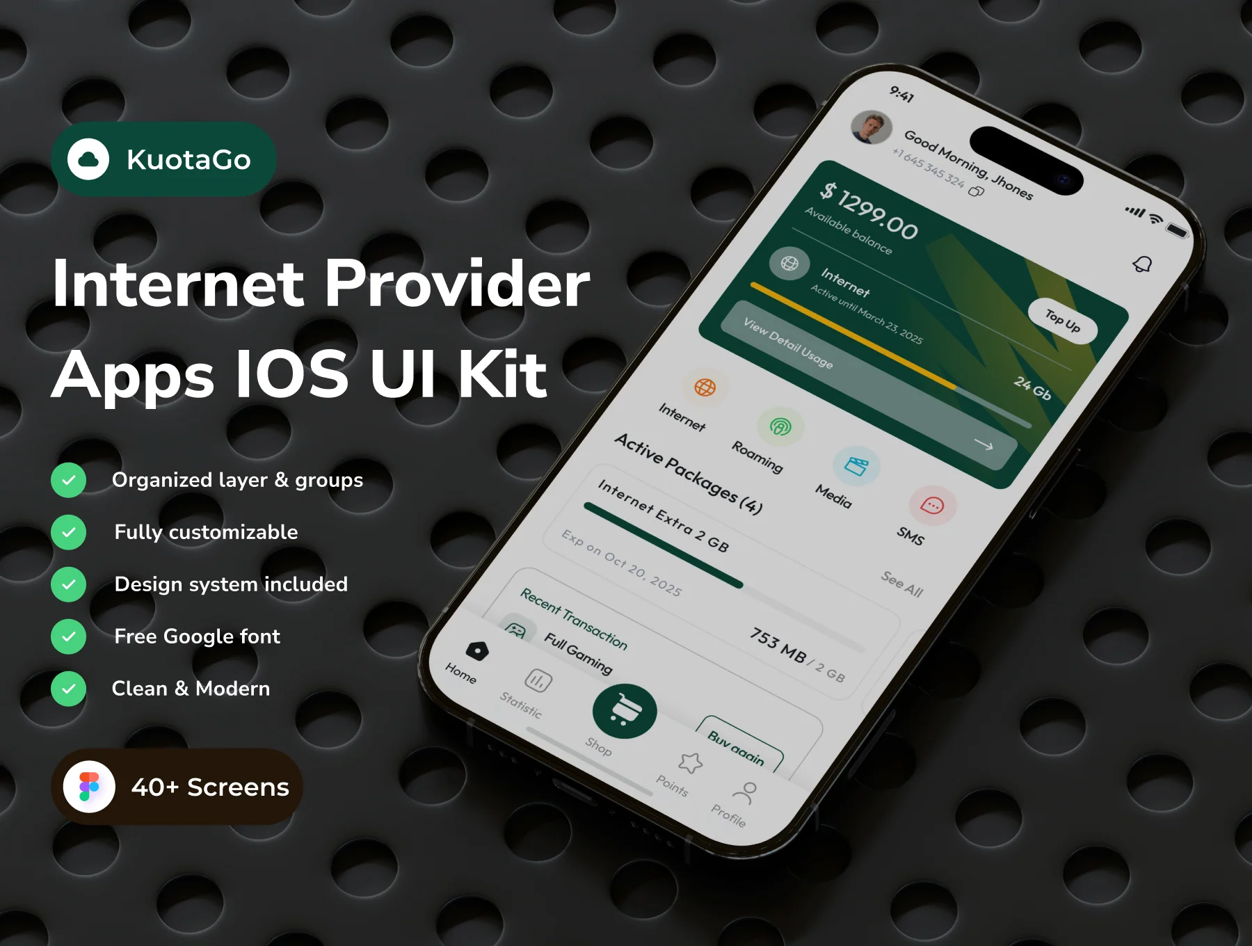 KuotaGo - Internet Provider App IOS UI Kits
