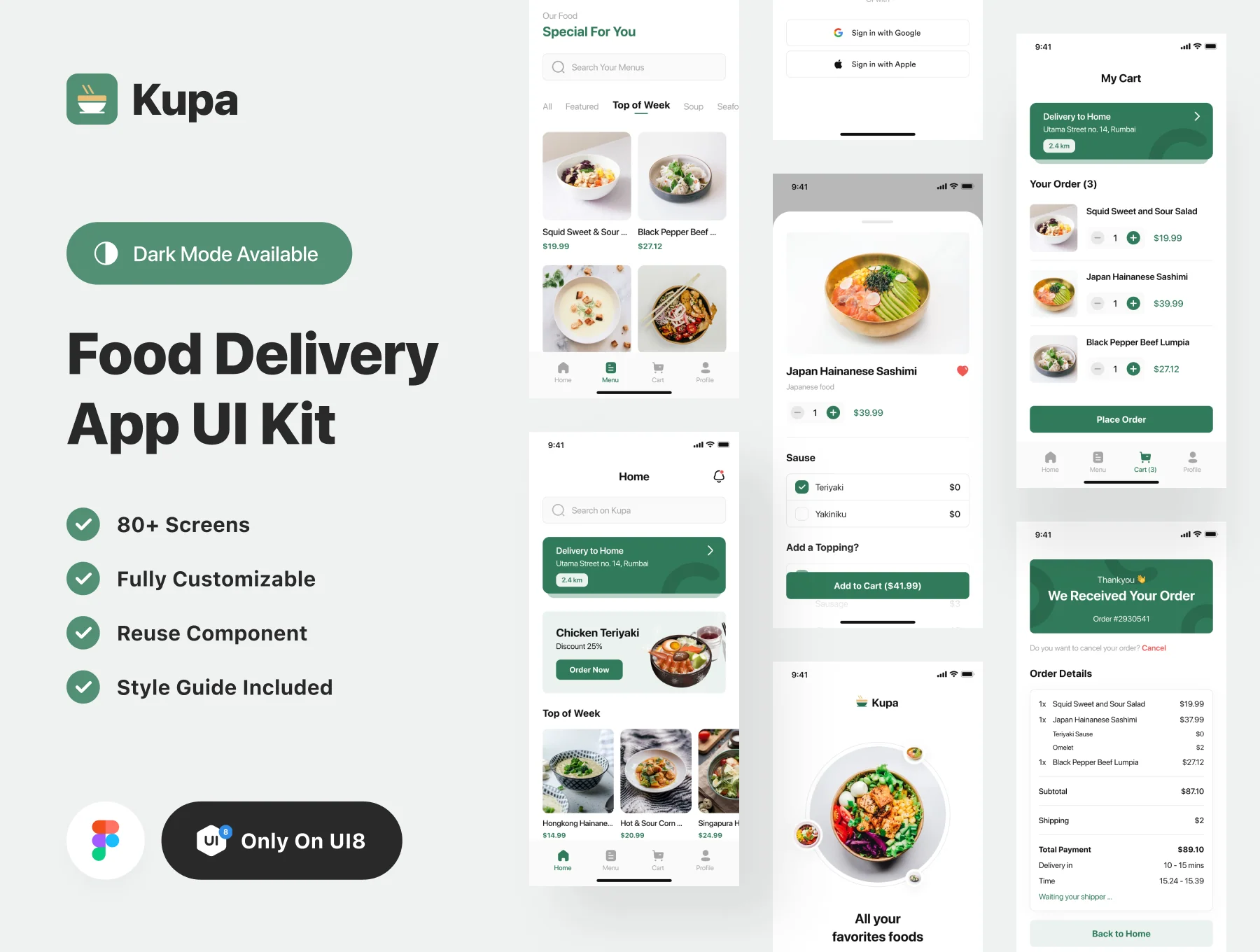 Kupa - Food Delivery App UI Kit