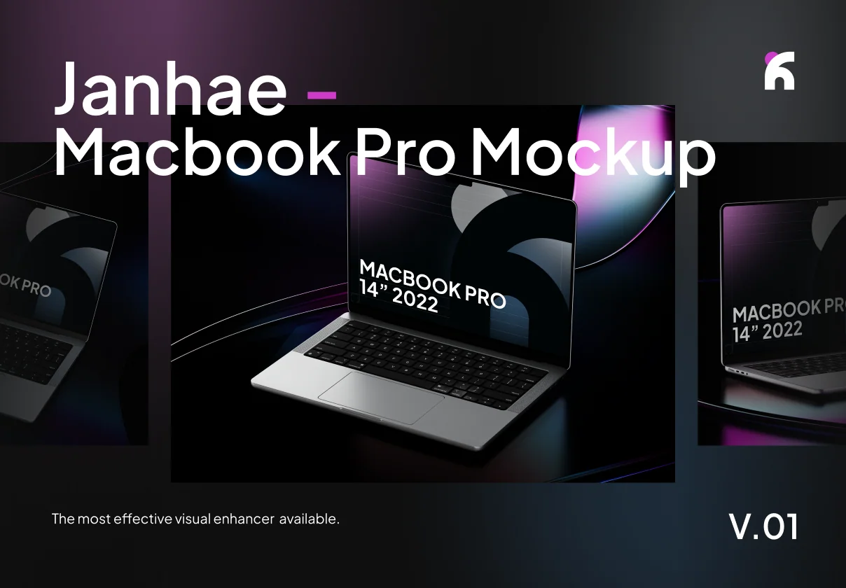Janhae - Macbook Pro Dark & Colorful Mockup v.01