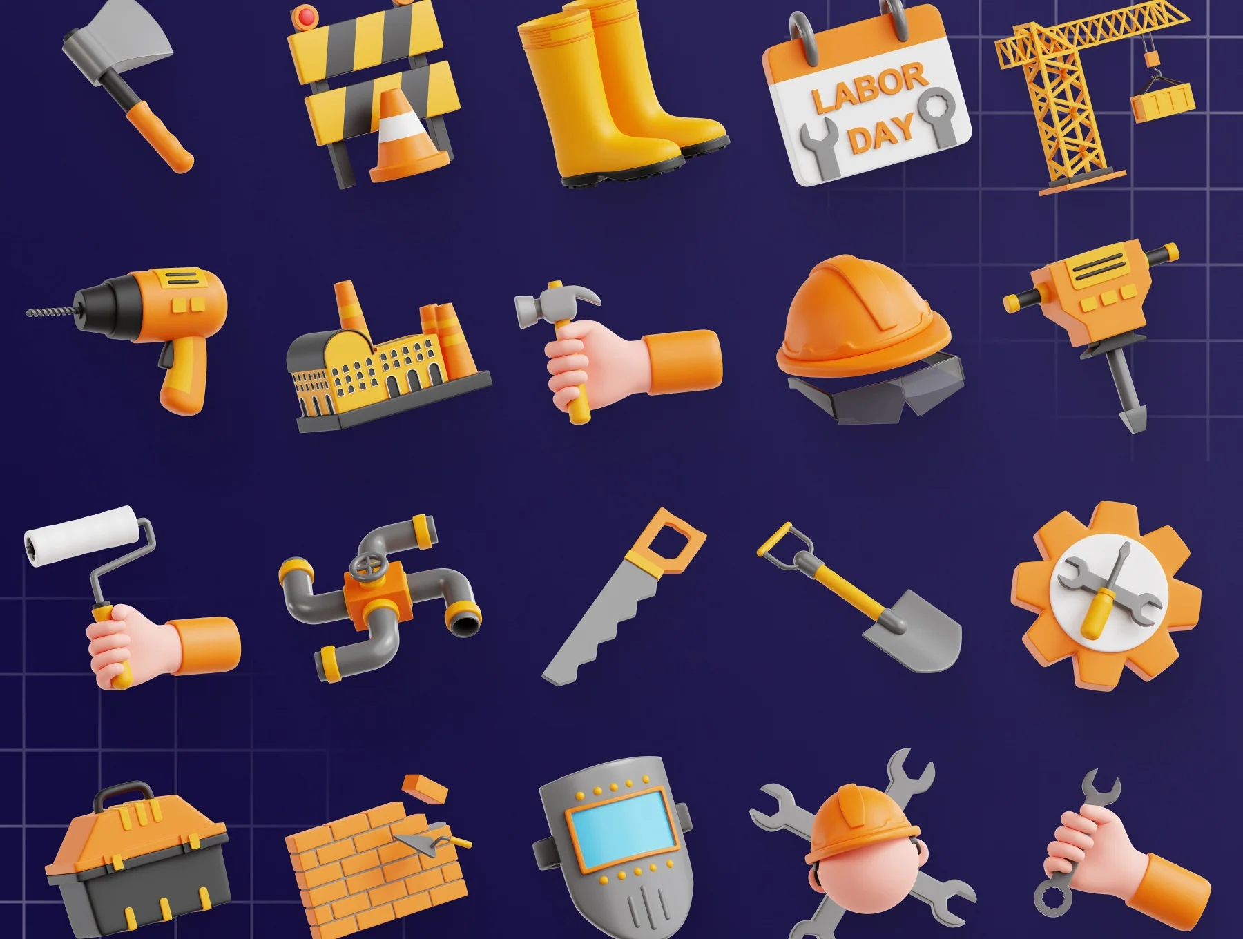 Labor Day 3D Icon Set 5
