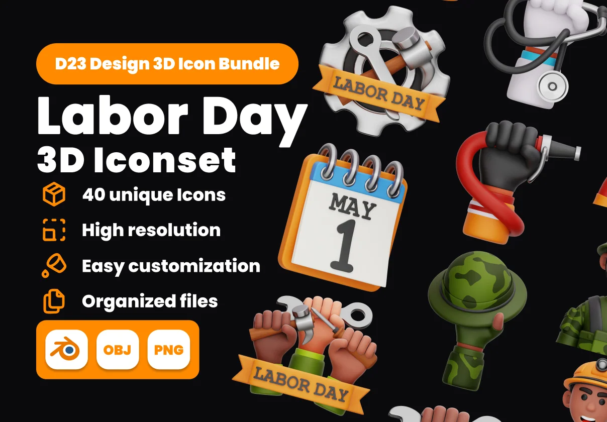Labor Day 3D Illustration Pack