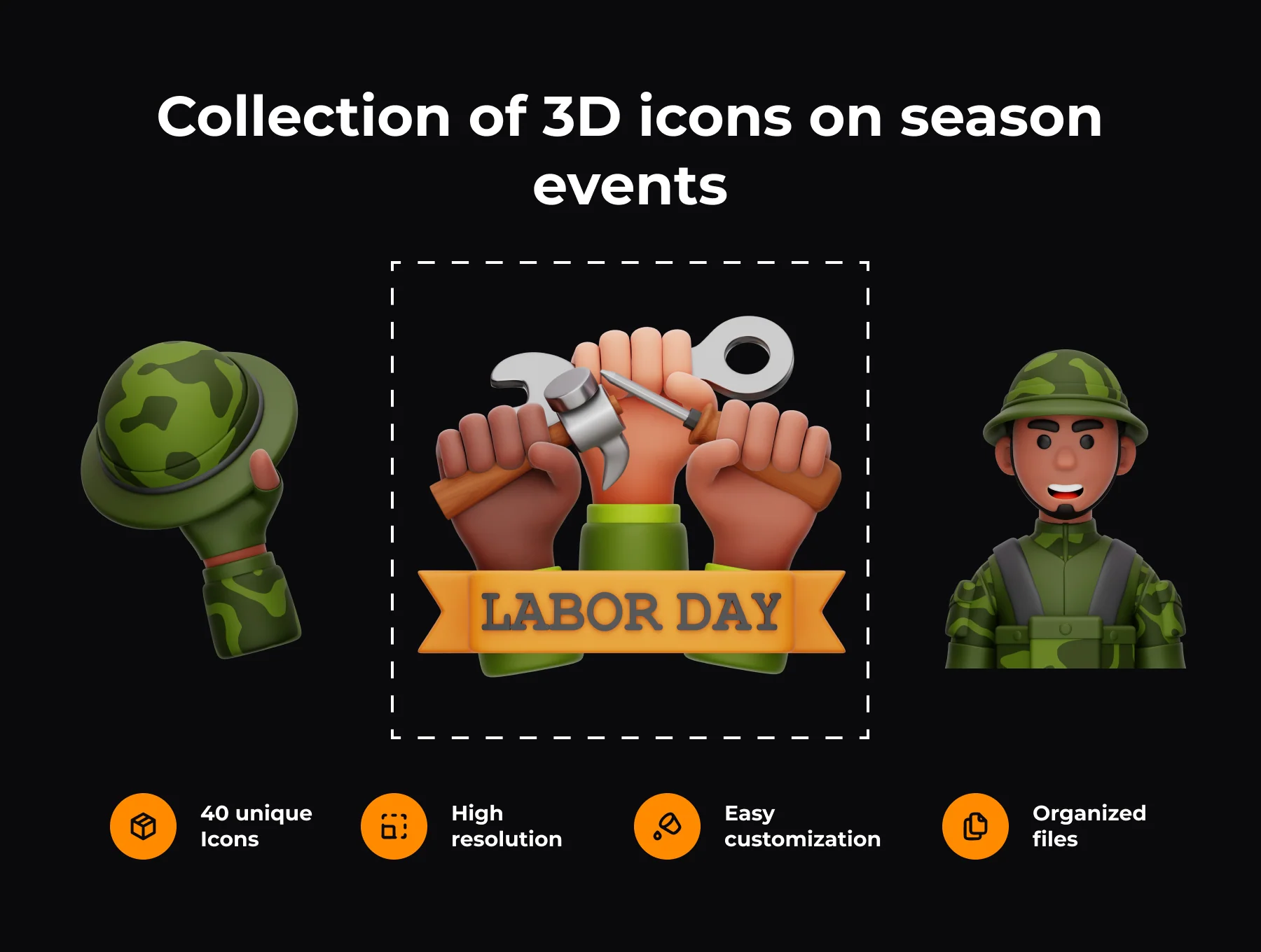 Labor Day 3D Illustration Pack 2