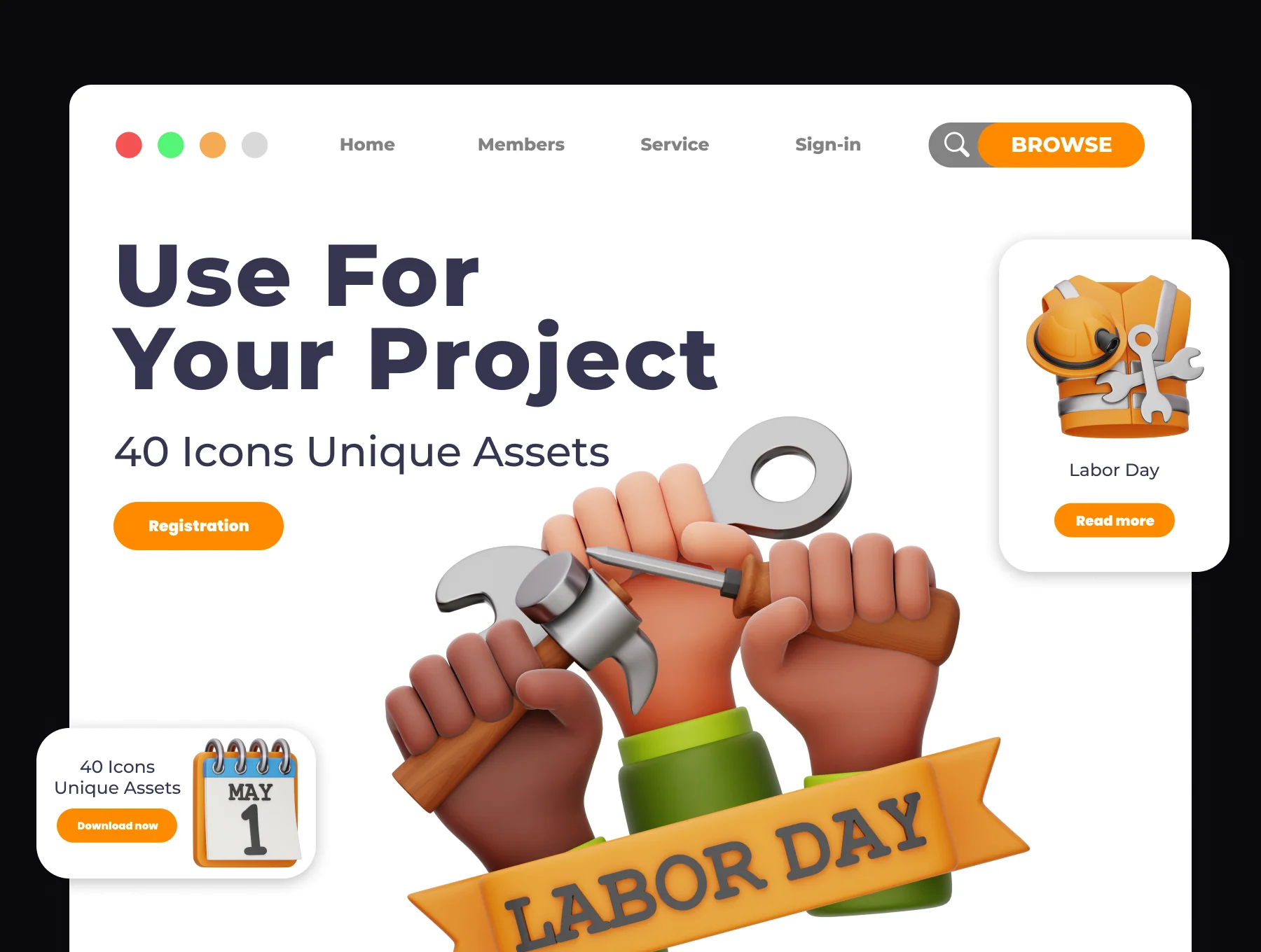 Labor Day 3D Illustration Pack 4