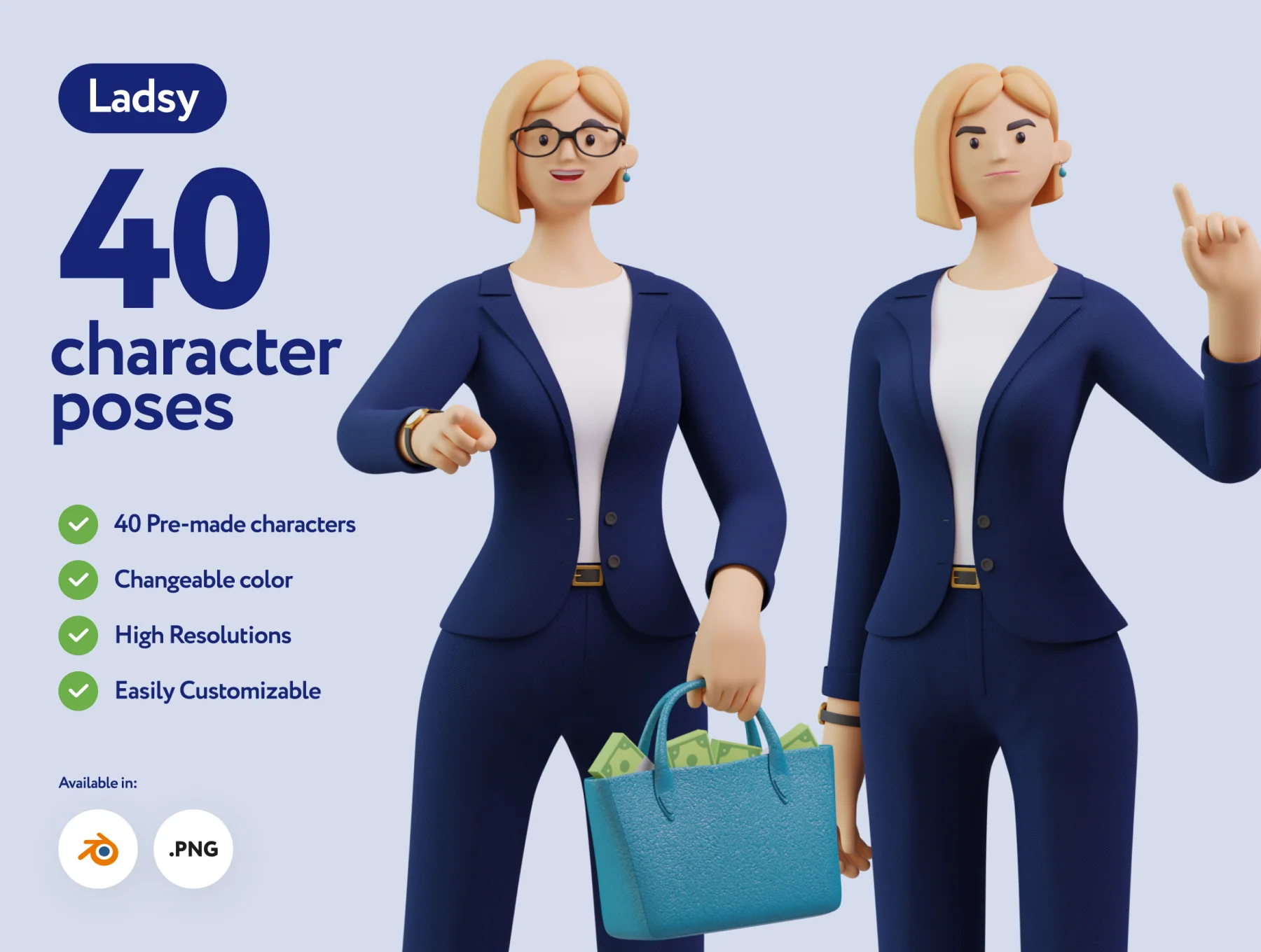 Ladsy Businesswoman 3D Character Set
