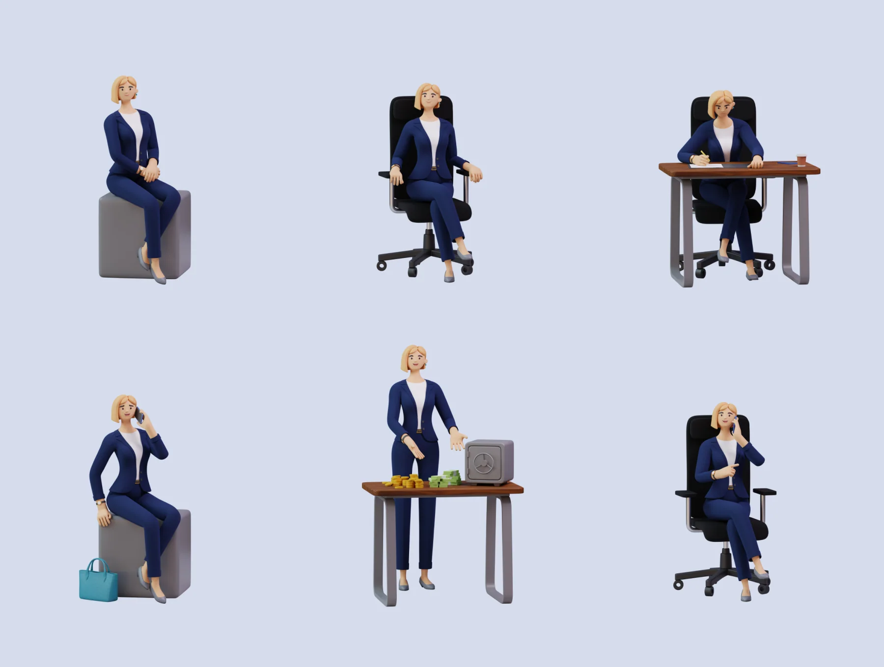 Ladsy Businesswoman 3D Character Set 6